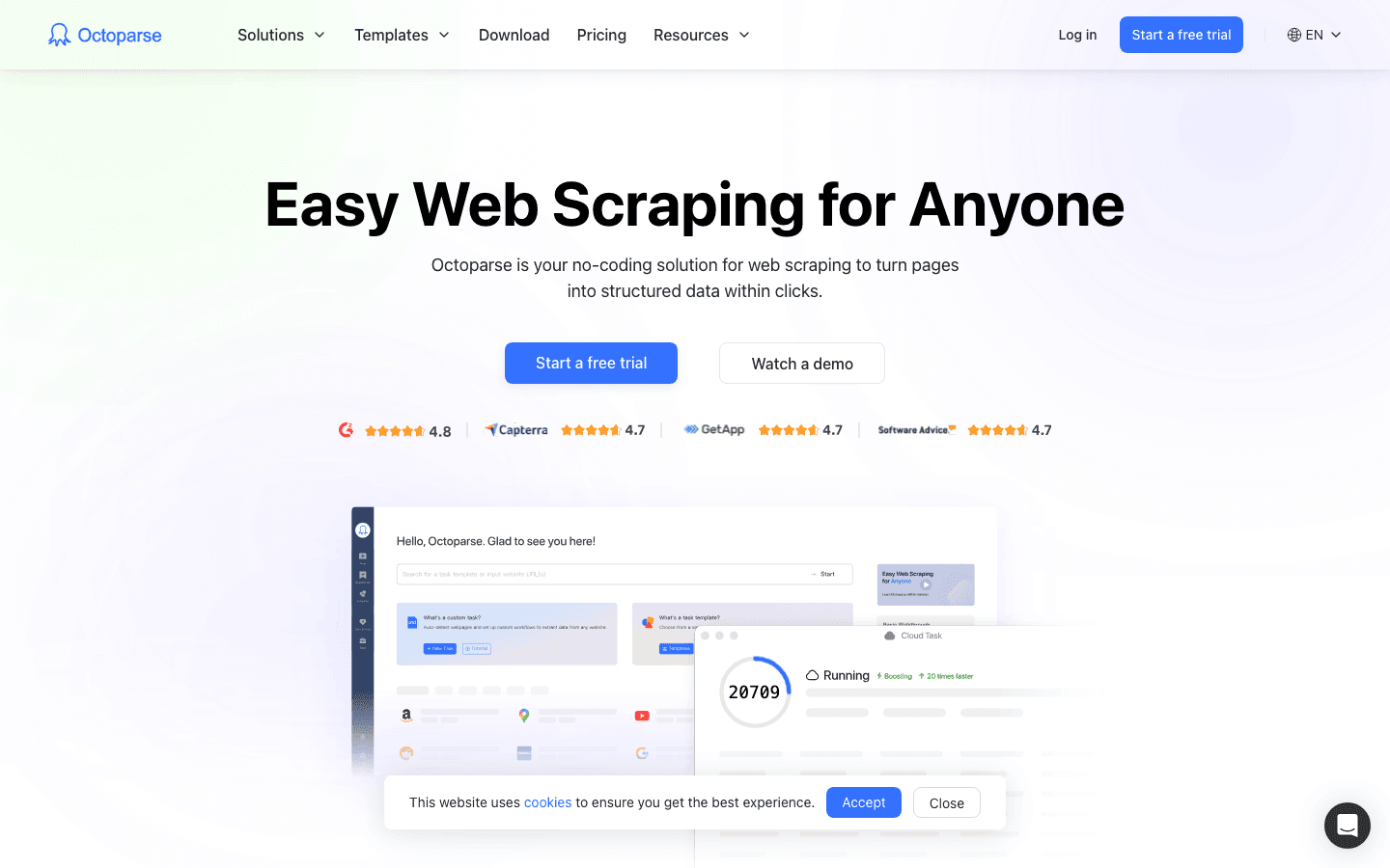 octoparse homepage