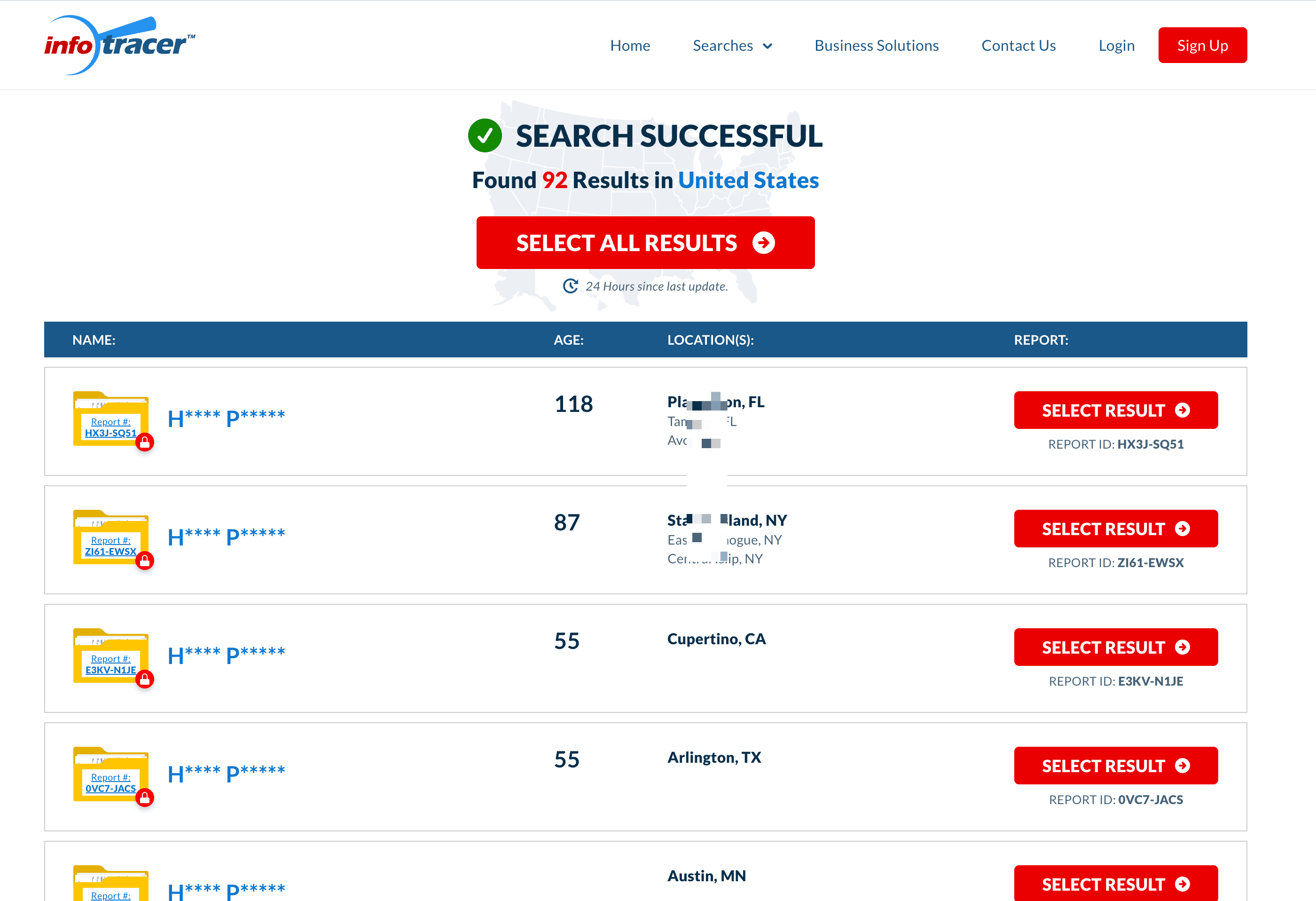 People Search Result Screenshot
