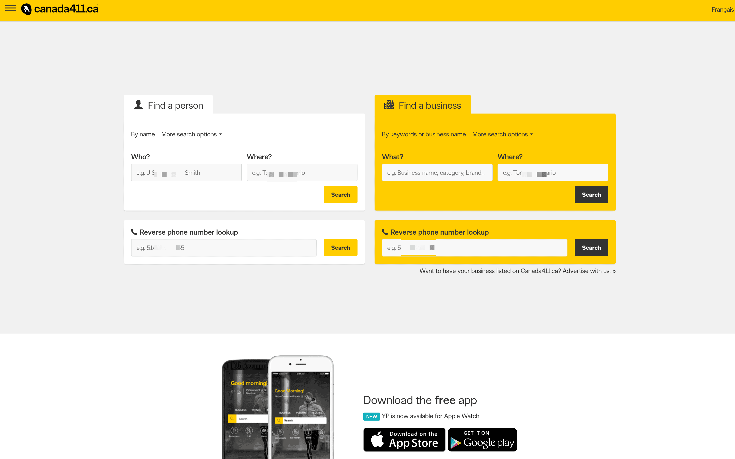 Screenshot Canada 411