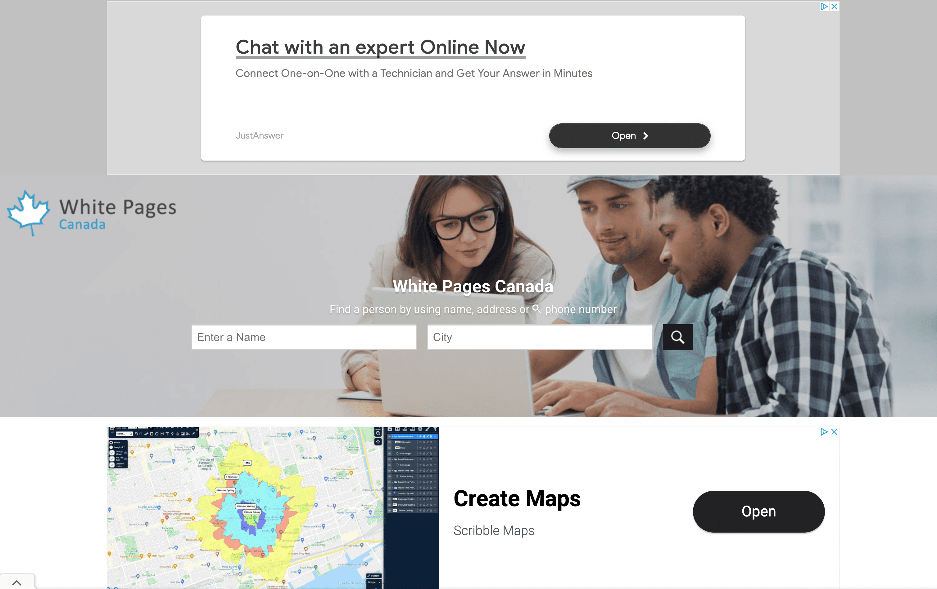 White Pages Canada Screenshot