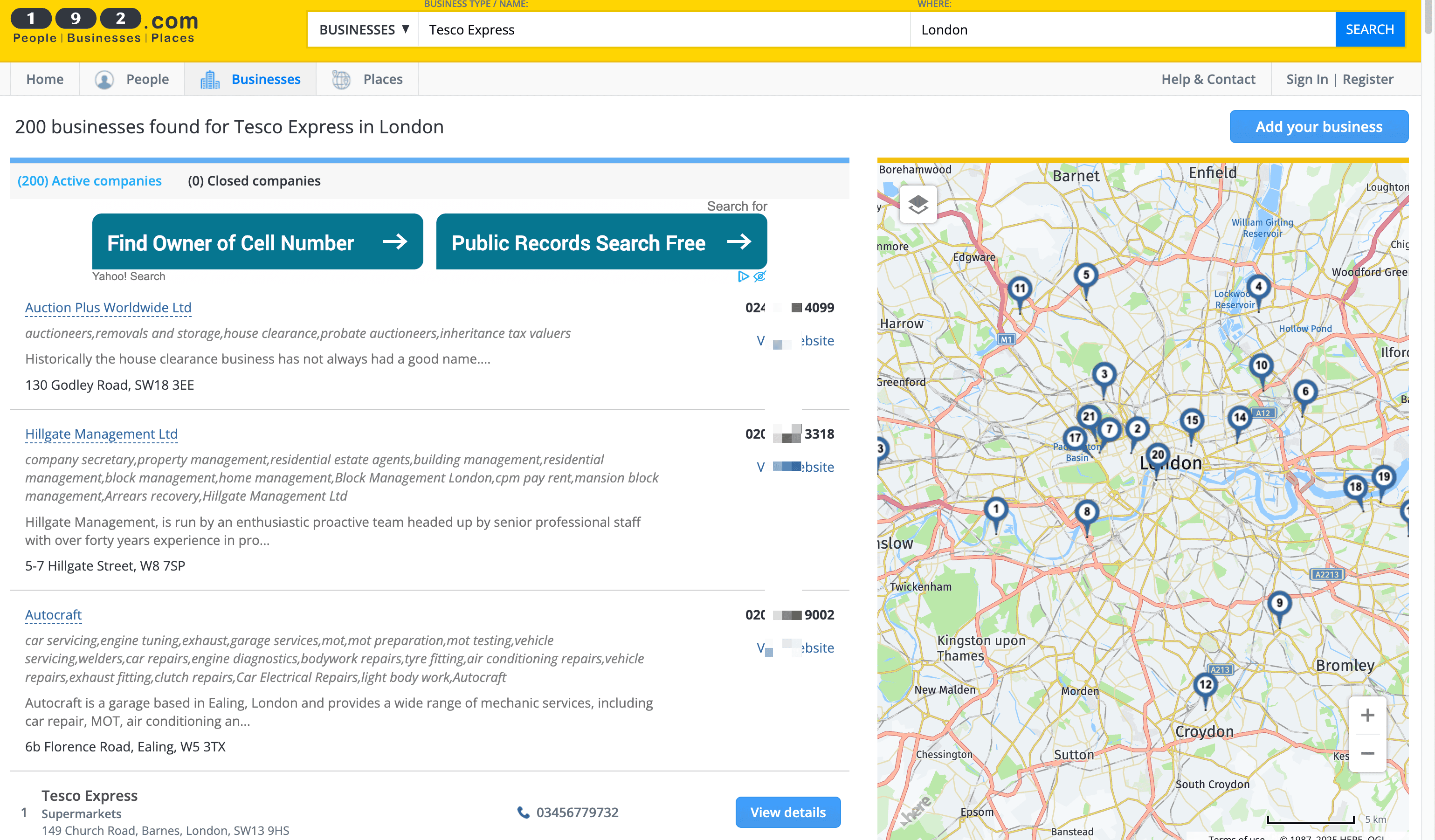 Business Search Screenshot