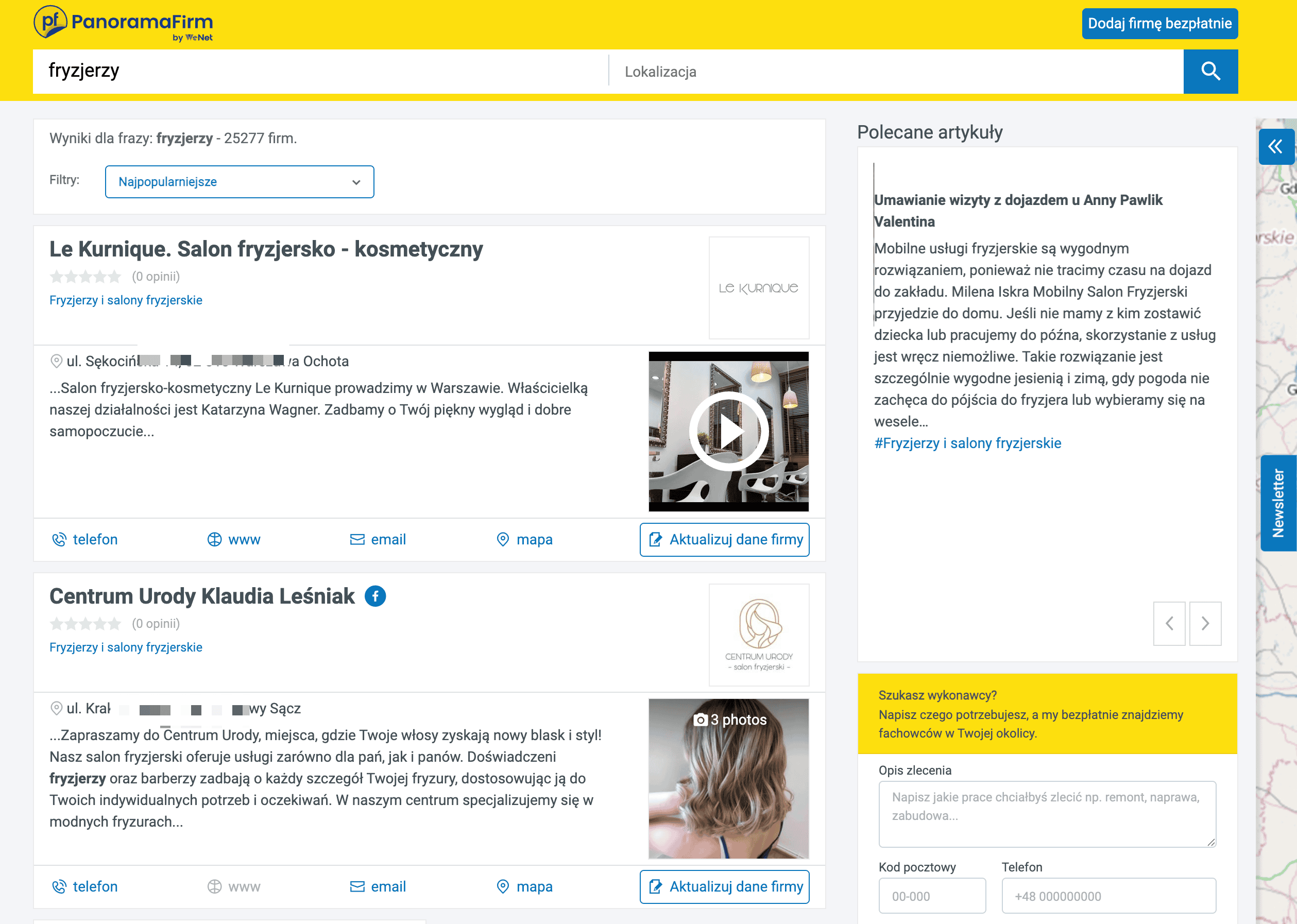 Business Search Result Screenshot