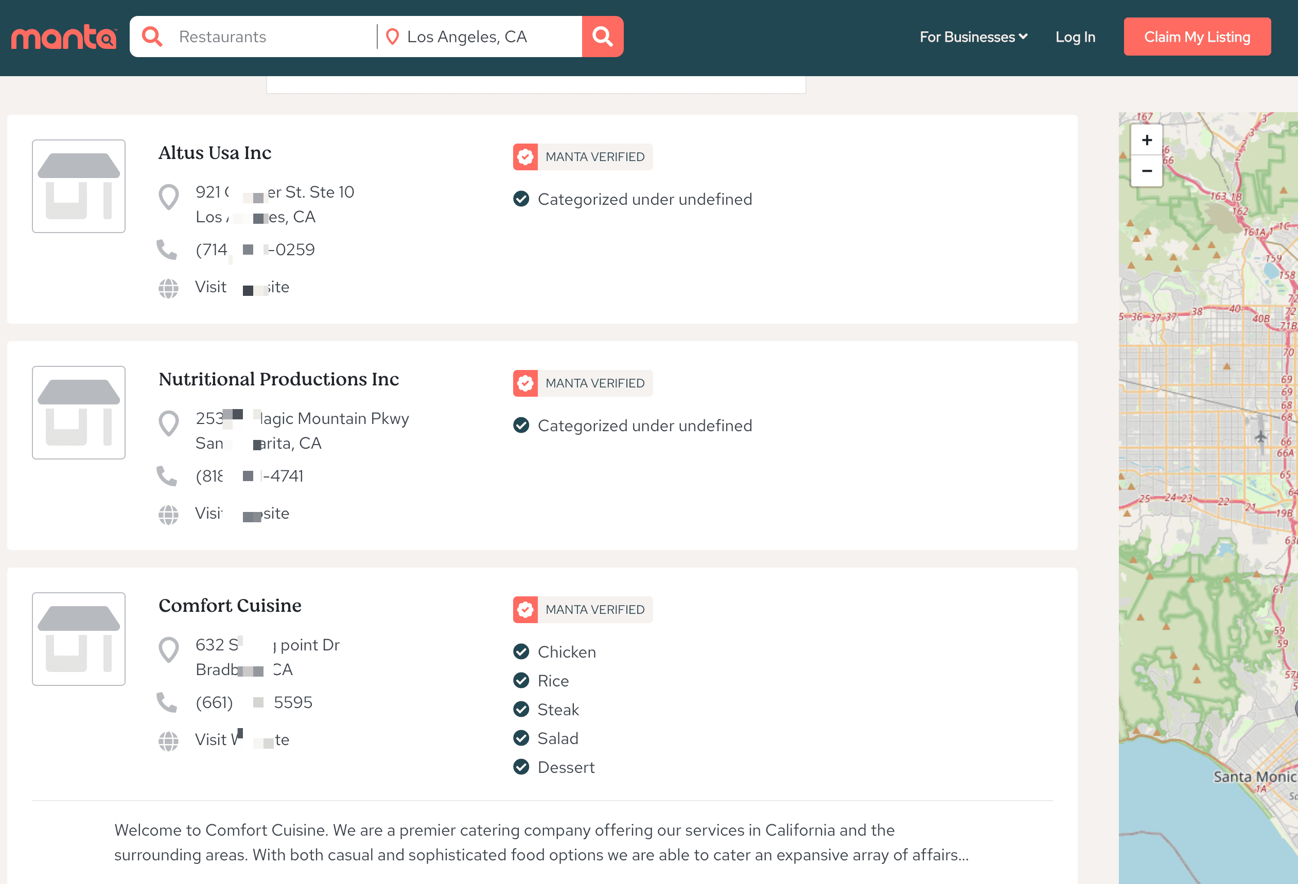 Business Search Result Screenshot