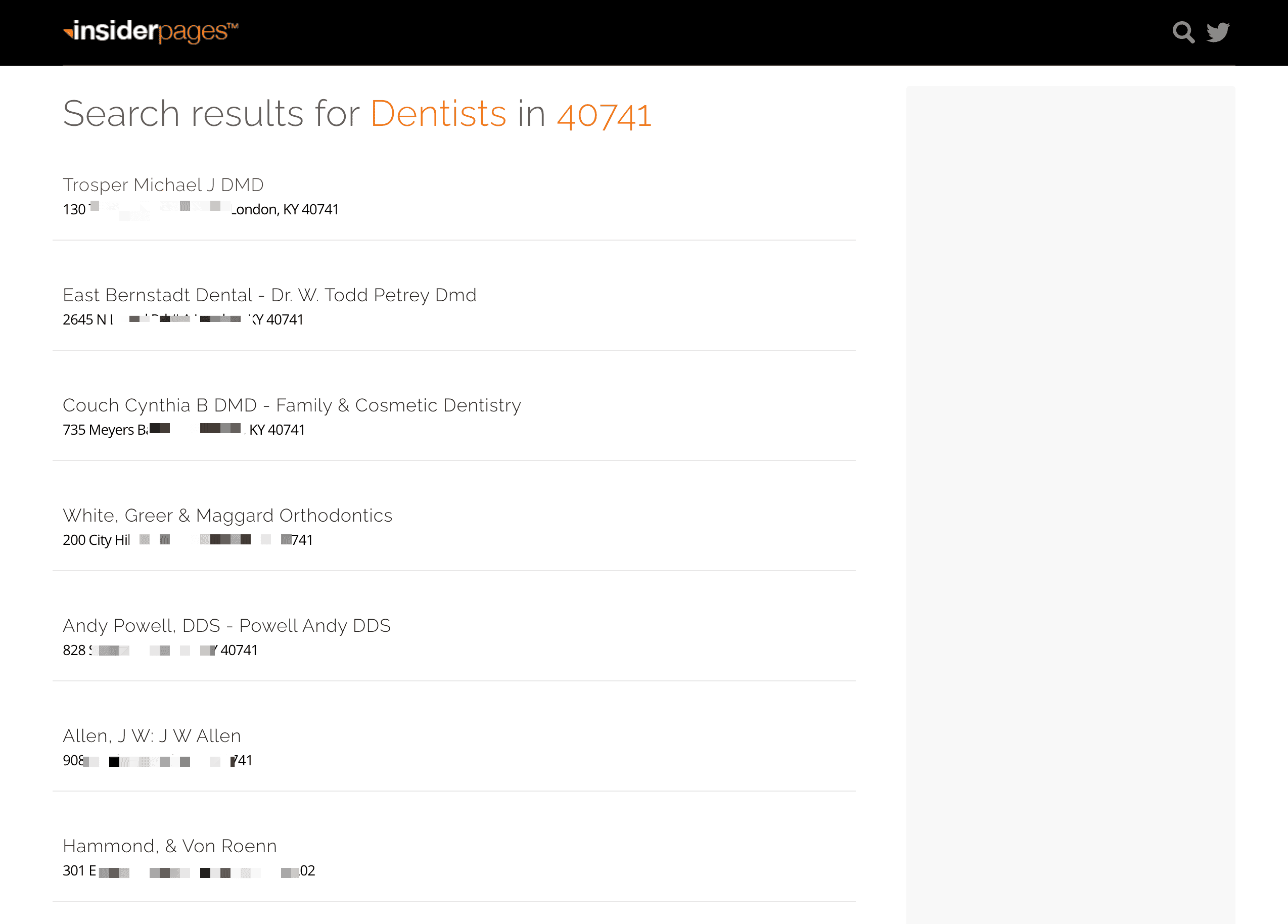 Service Search Result Screenshot
