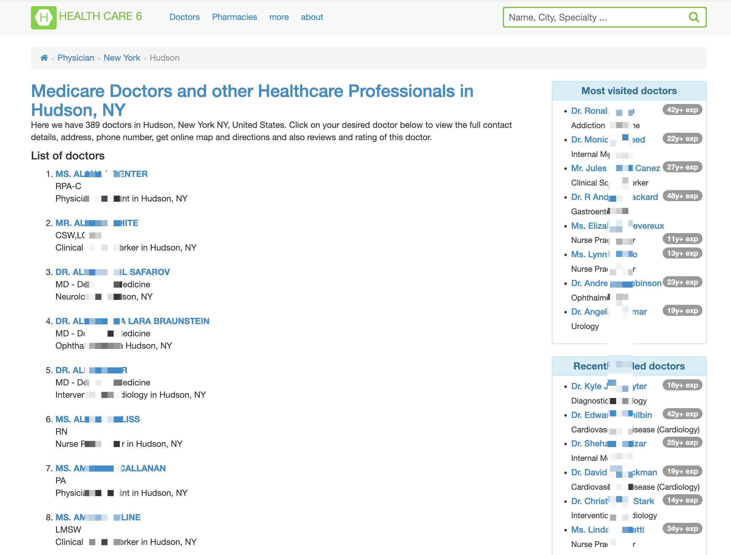 Doctor Search Result Screenshot