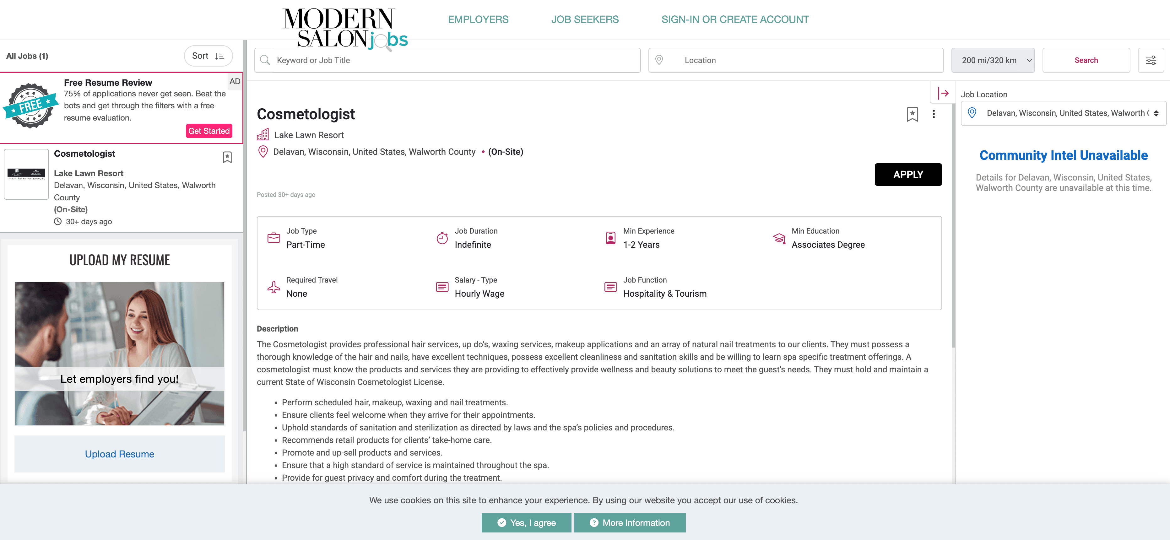 Job Search Results Screenshot