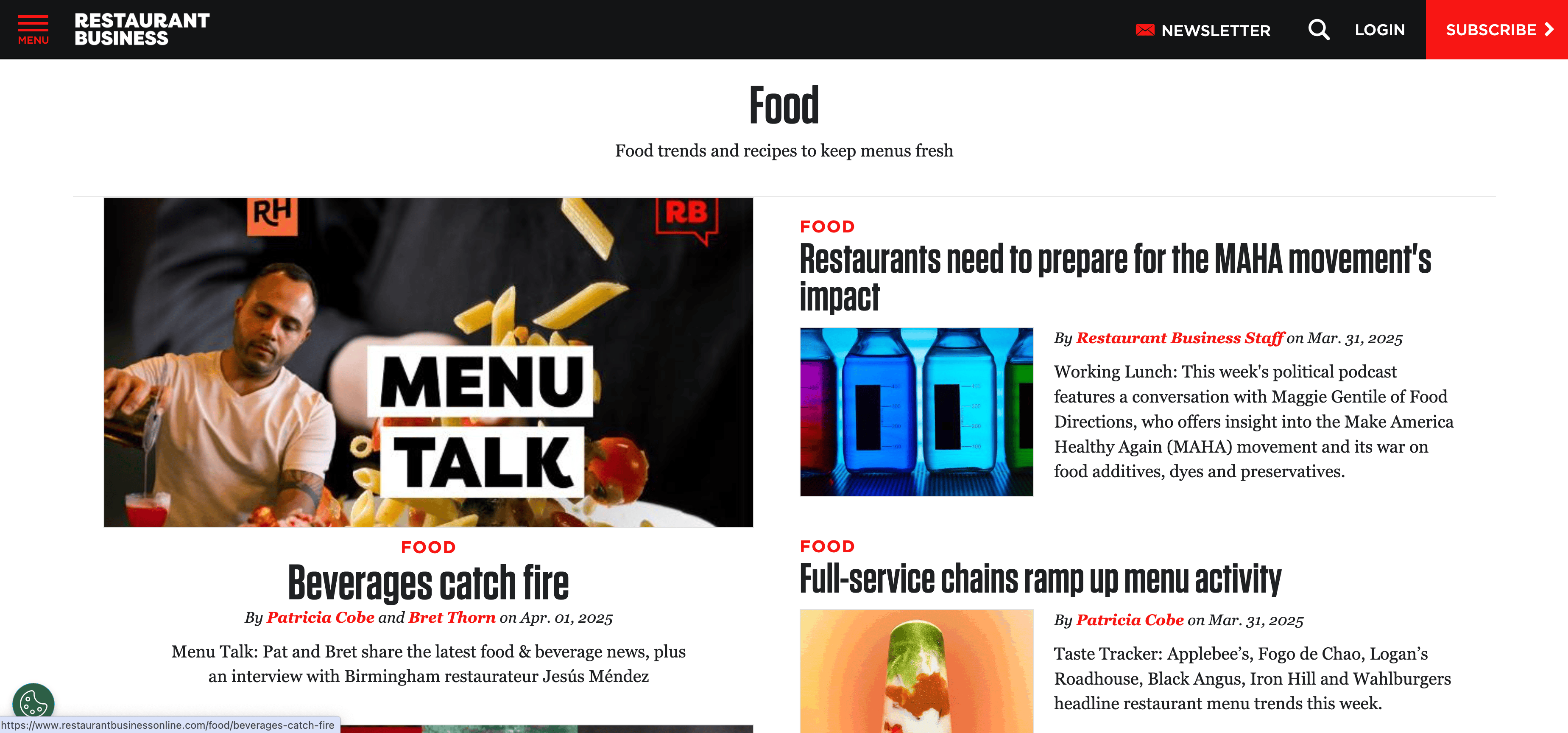 Food Trends & Menu Insights Screenshot