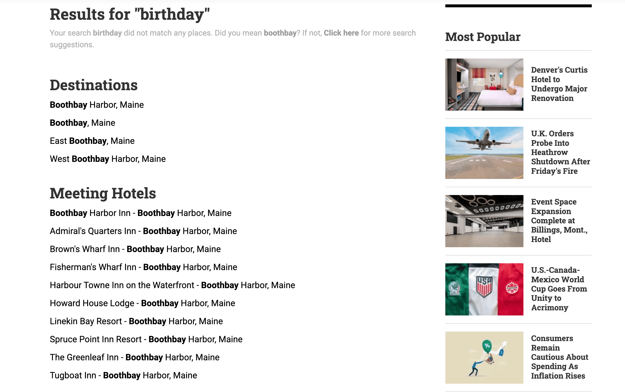 Event Venue Search Result Screenshot