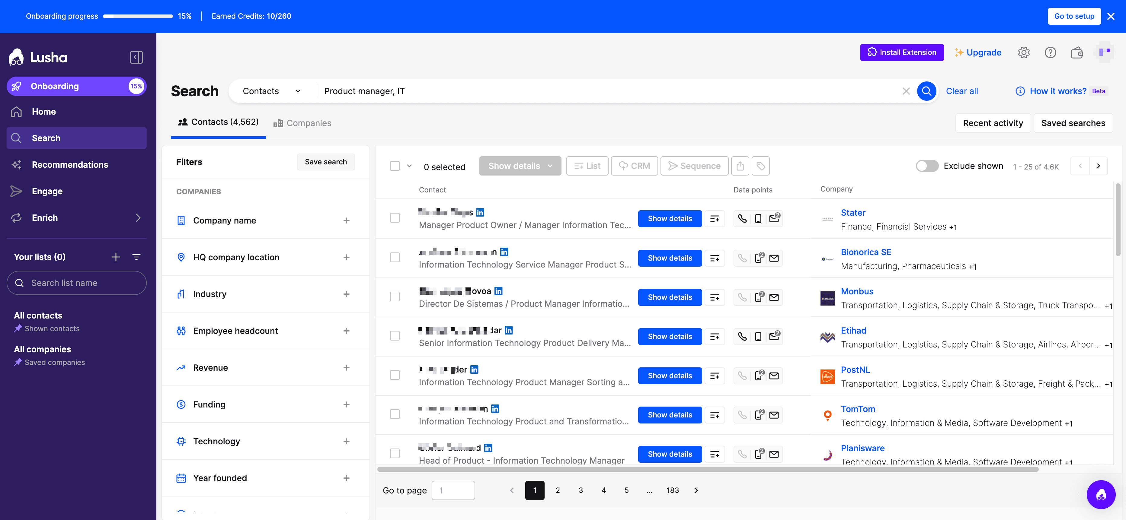 Contact Prospecting Screenshot