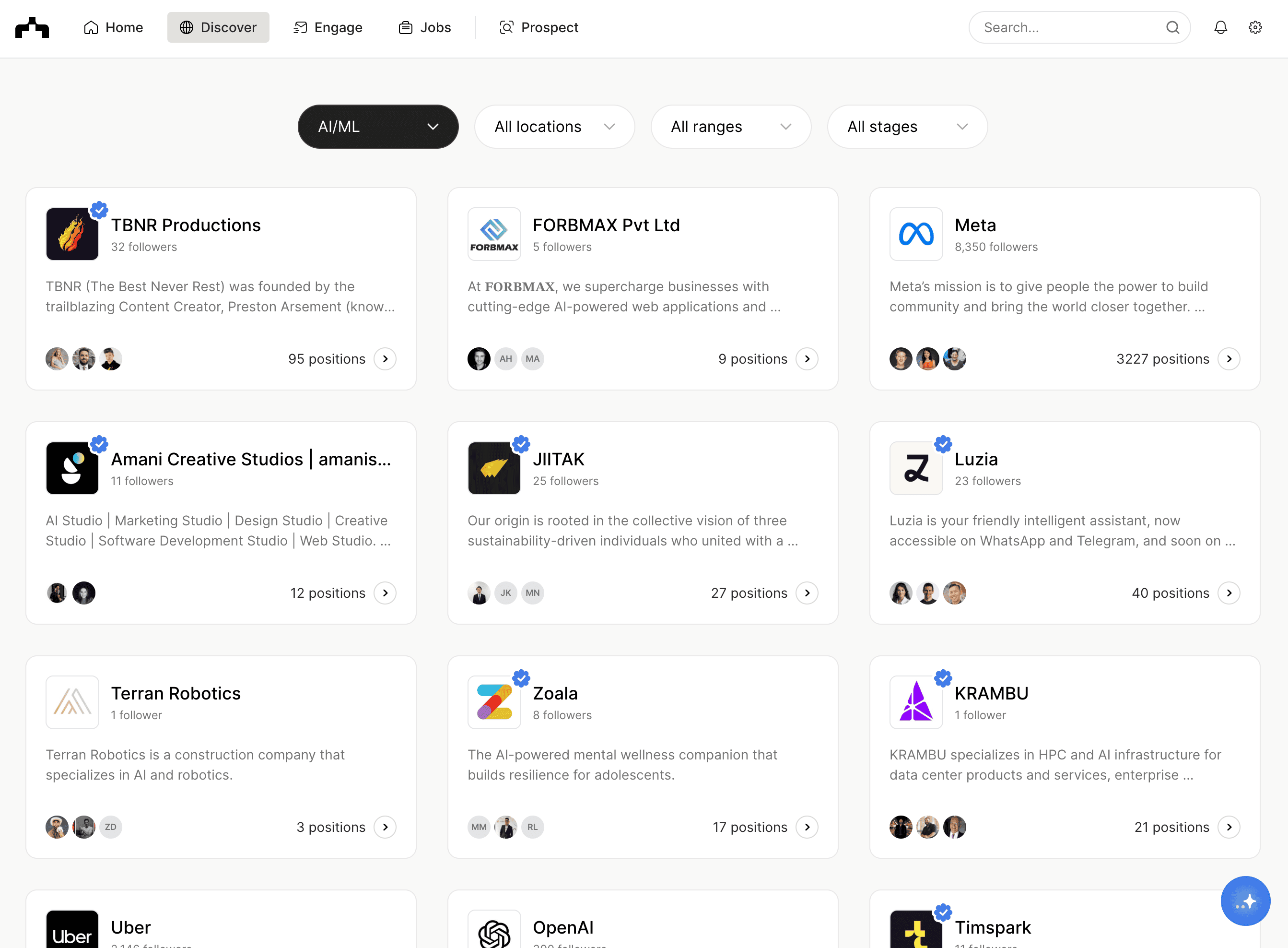 Company List Screenshot