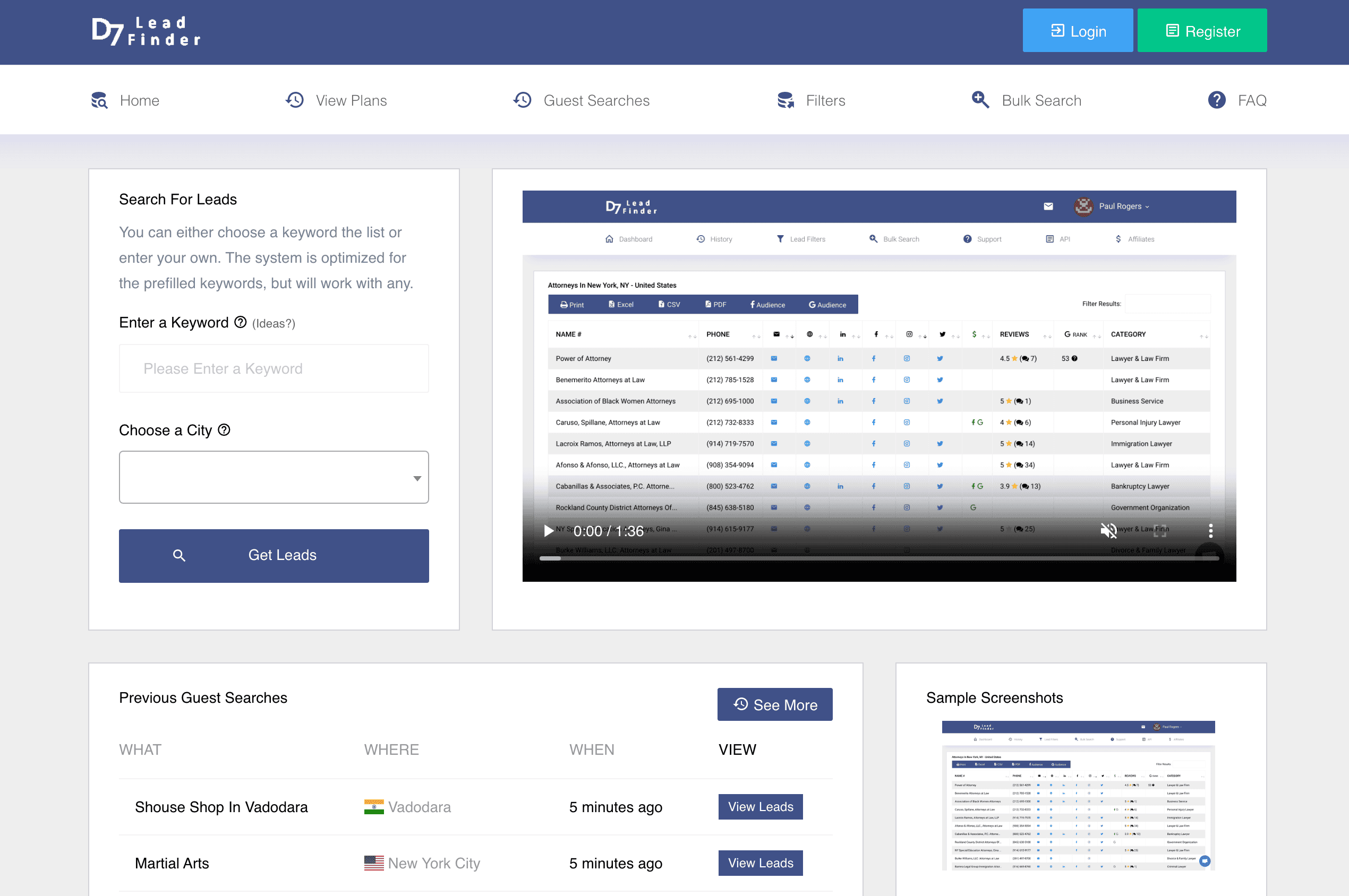D7 Lead Finder Screenshot