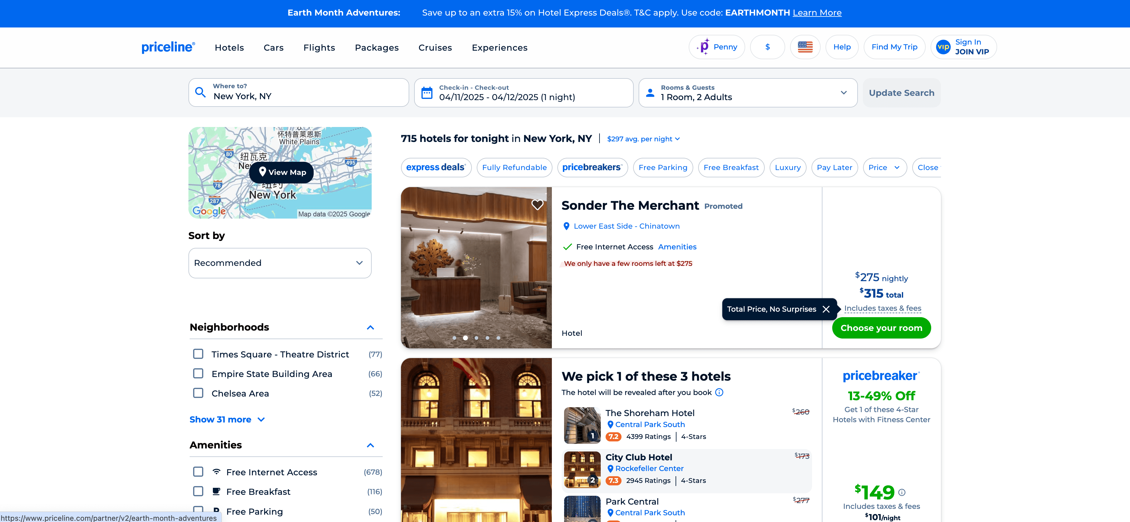 Hotel Search Result Screenshot