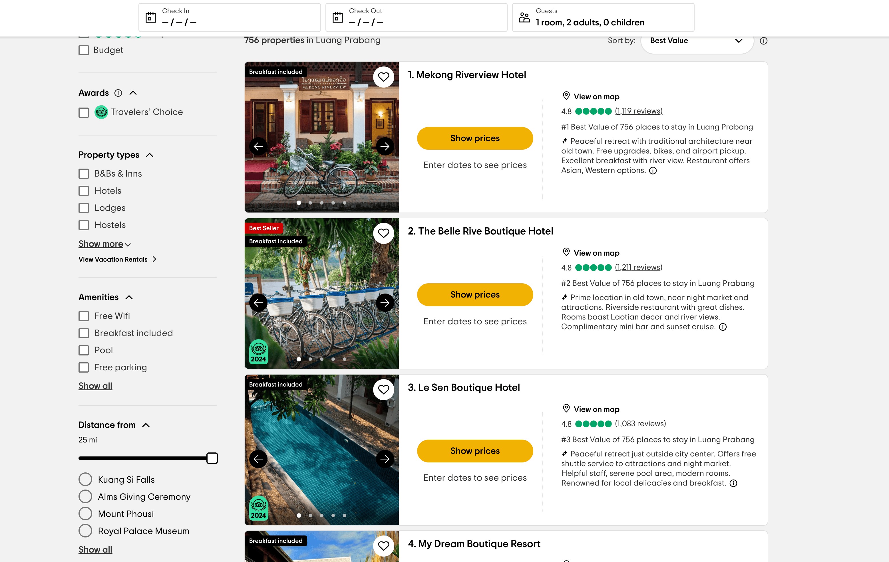 Hotel Search Result Screenshot