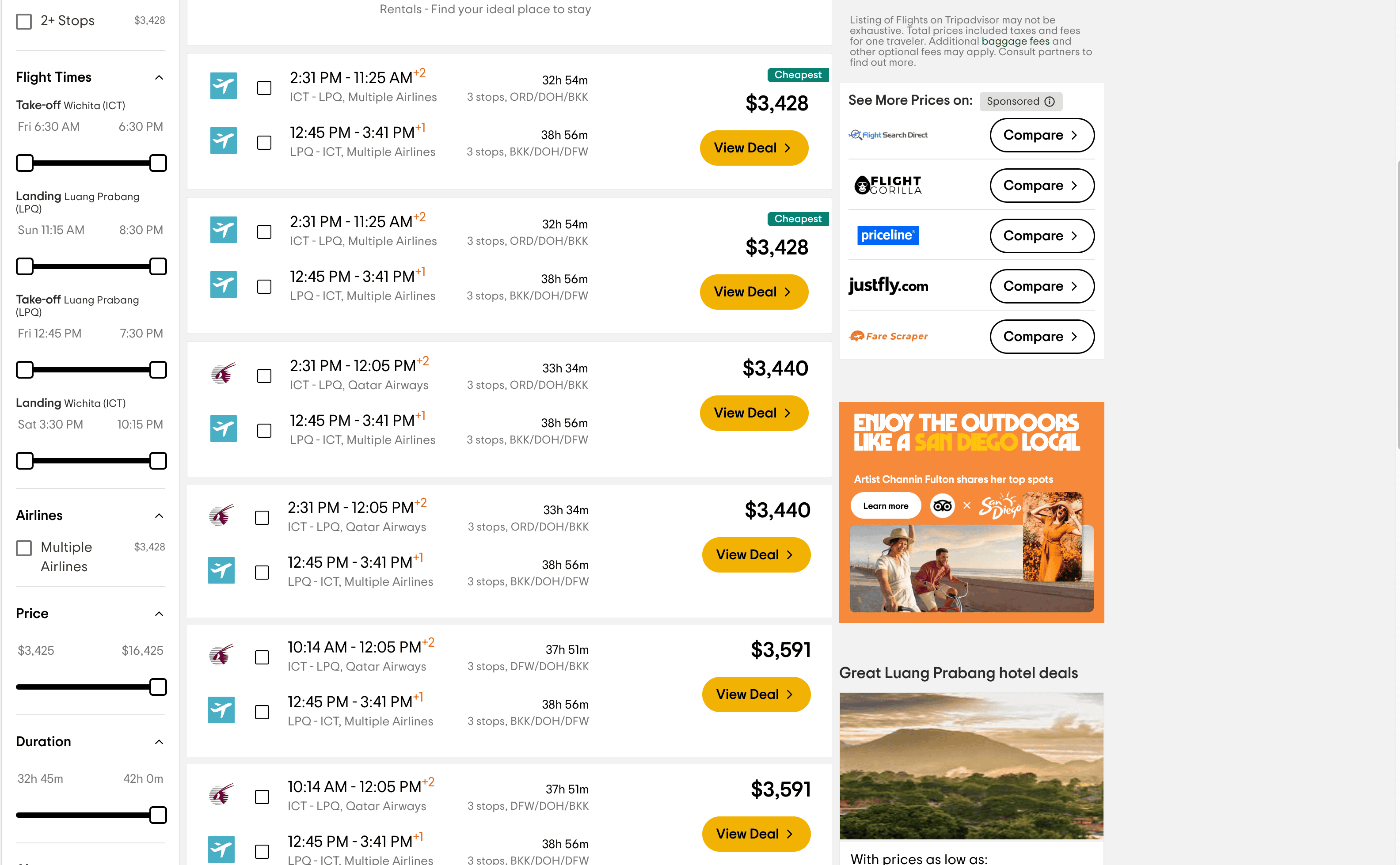 Flight Search Result Screenshot