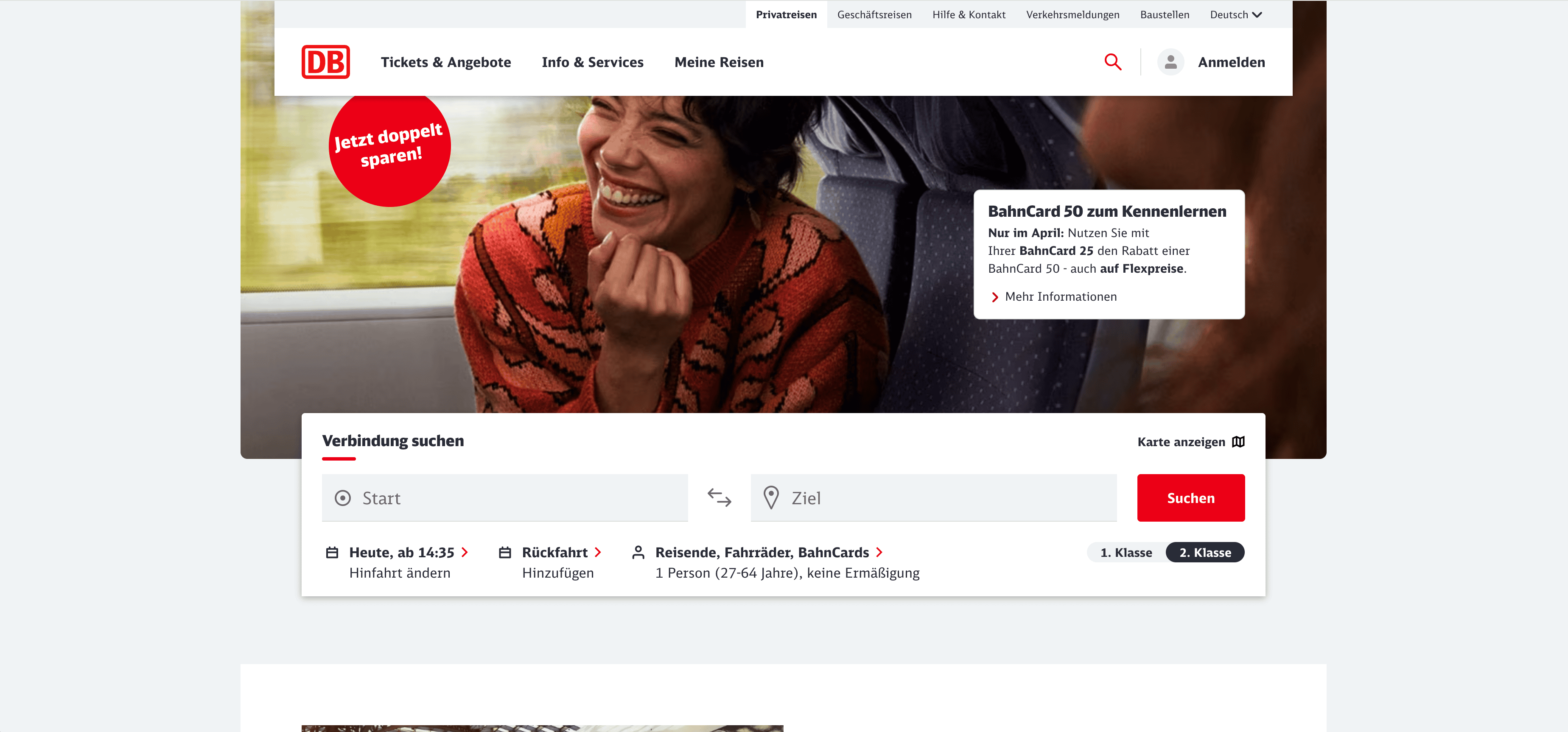 Captura de pantalla de Deutsche Bahn