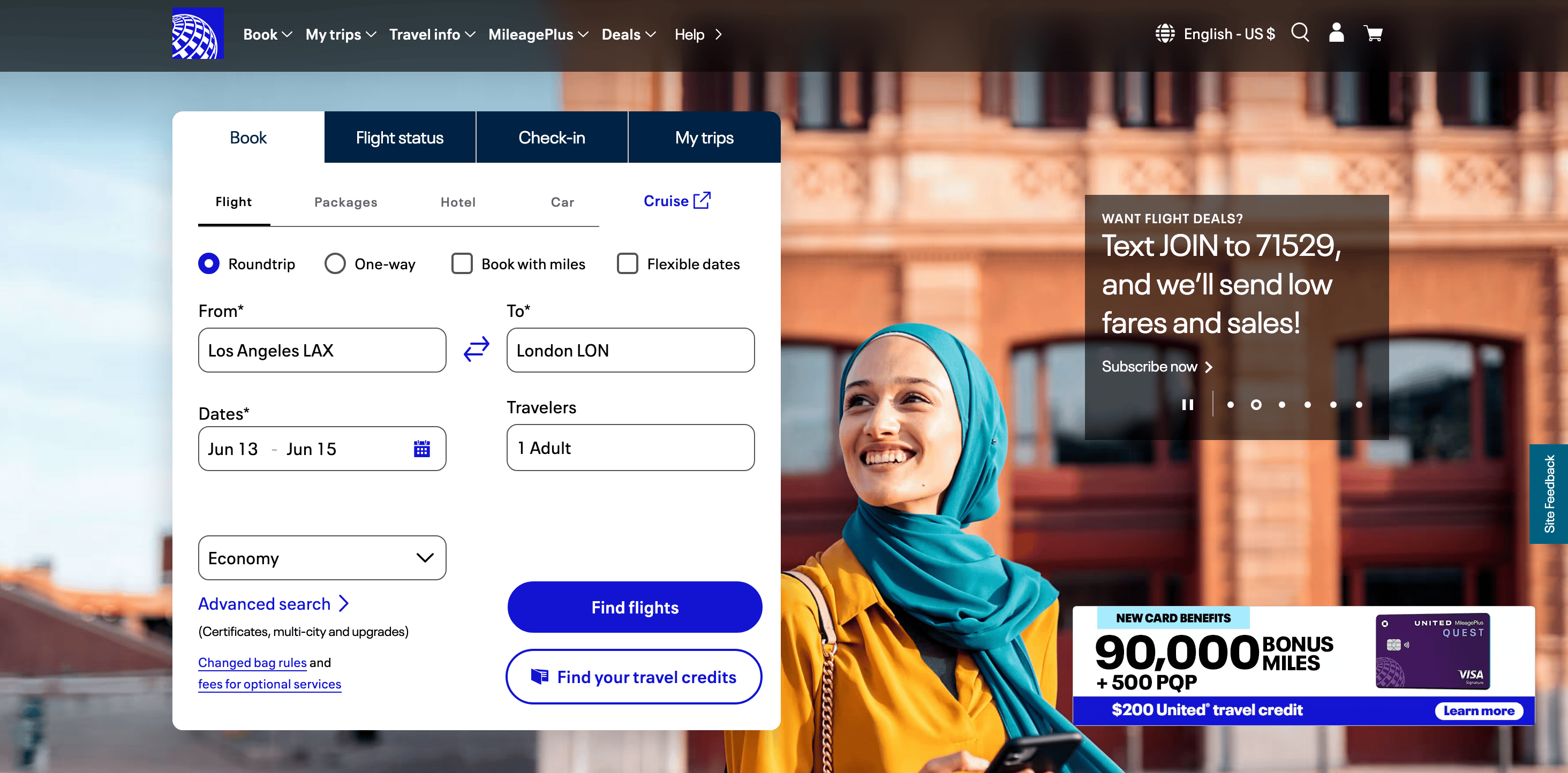United Airlines Screenshot