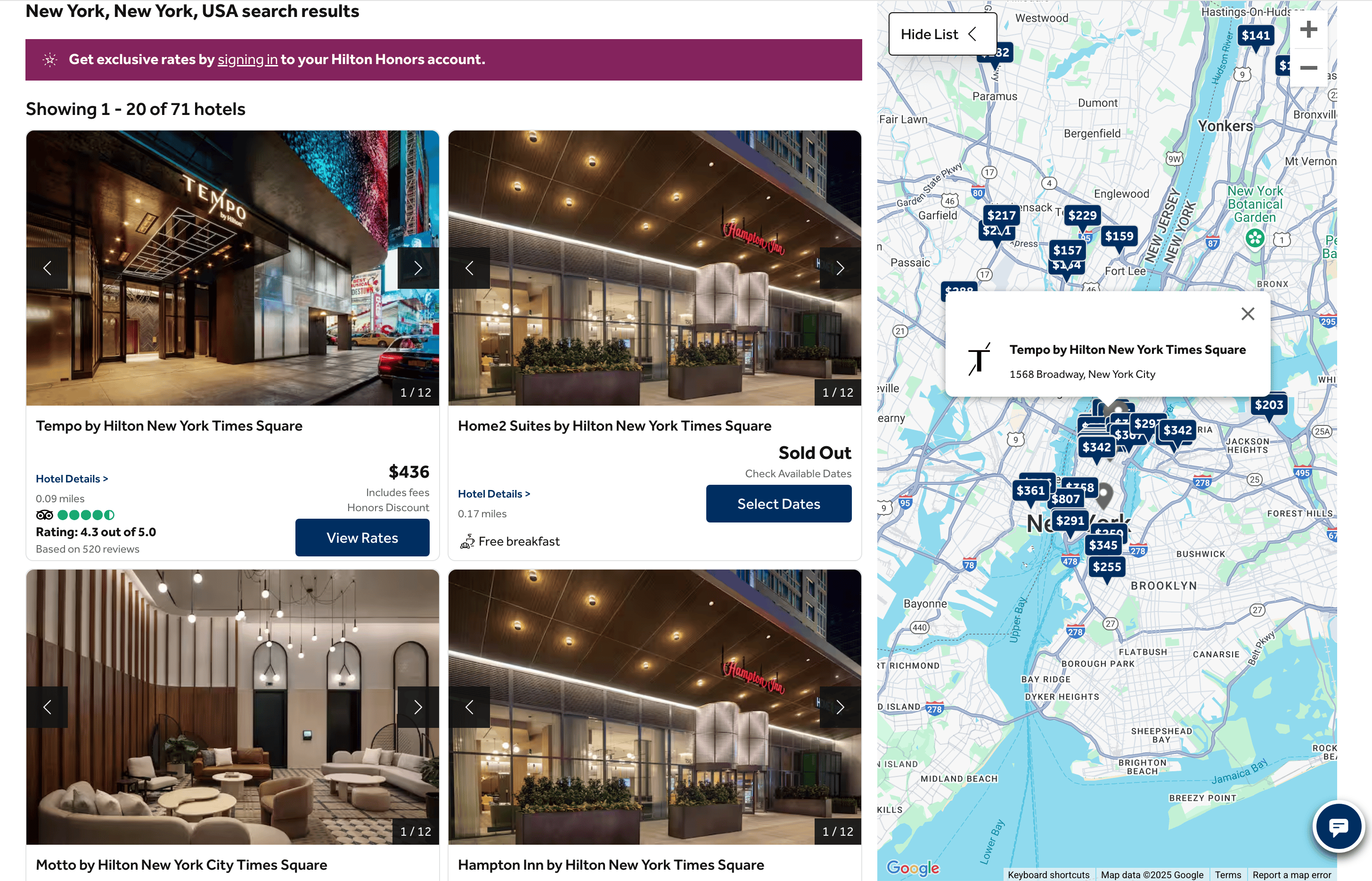 Hotel Search Result Screenshot