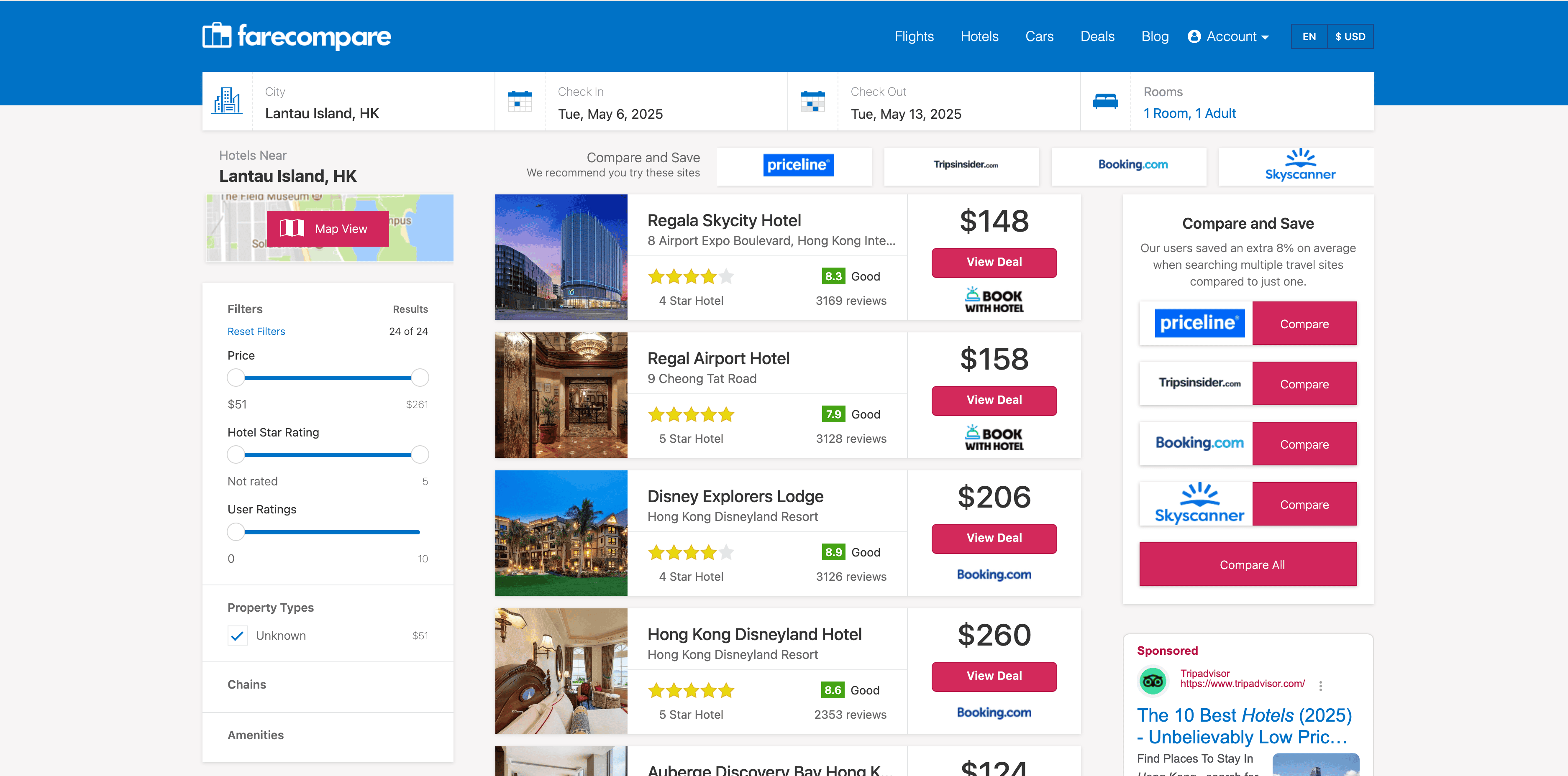 Hotel Search Result Screenshot