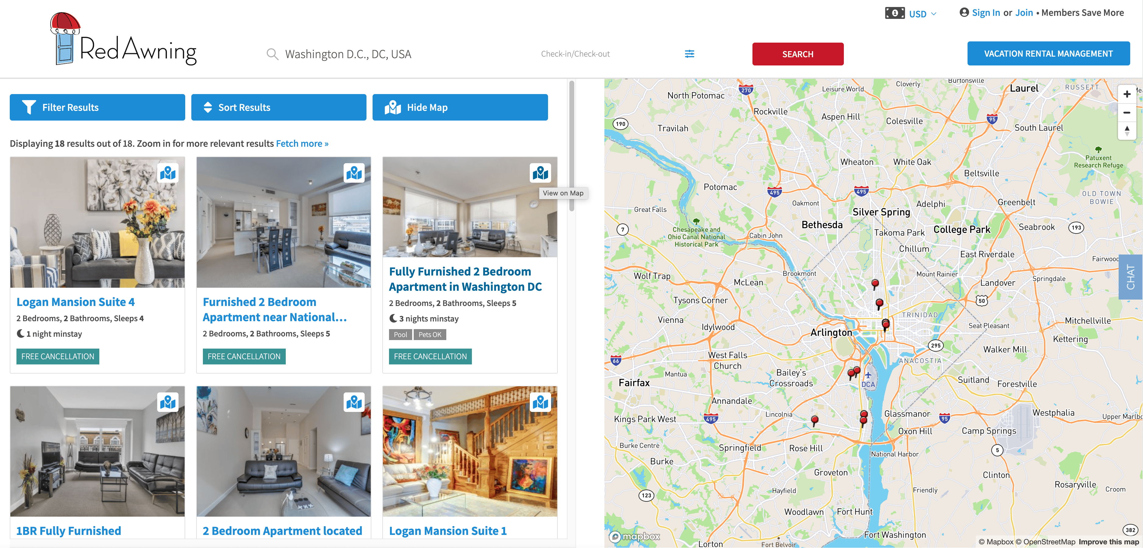 Screenshot Risultati Ricerca Hotel