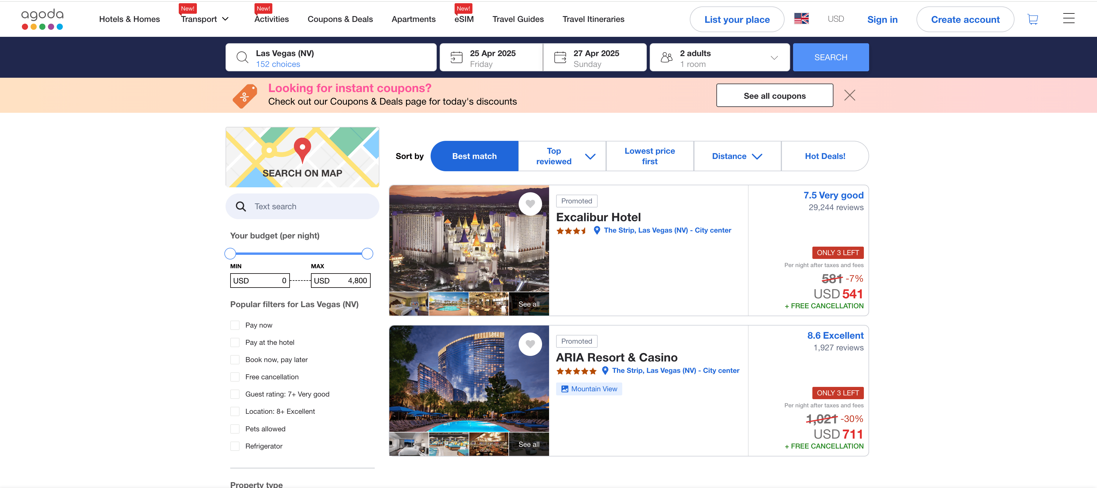 Hotel Search Result Screenshot
