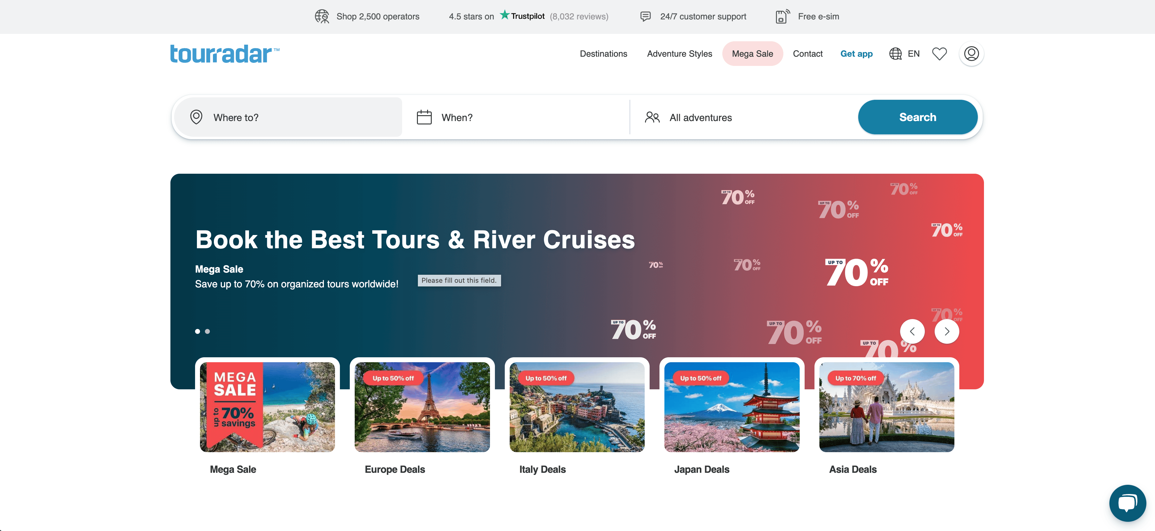 TourRadar Screenshot