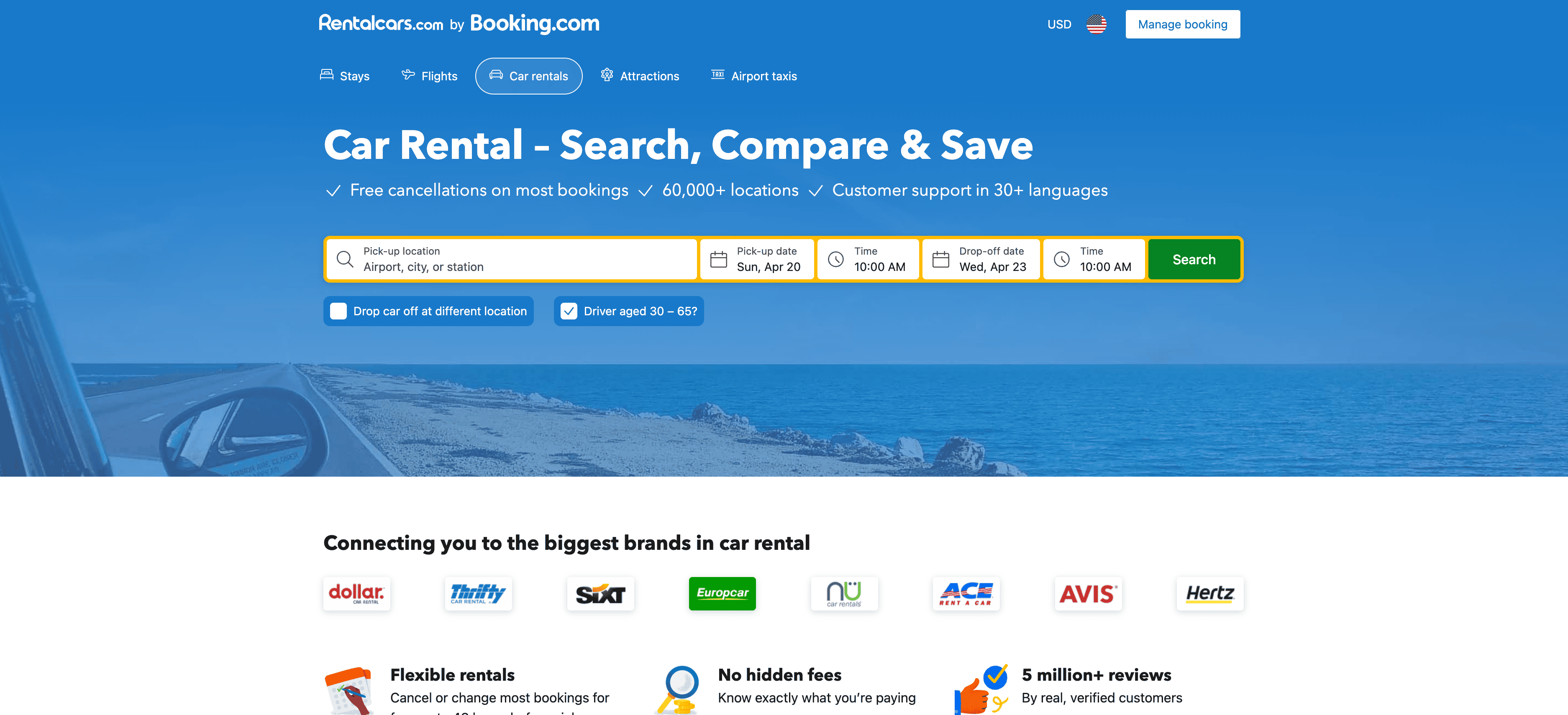 Rentalcars.com Screenshot