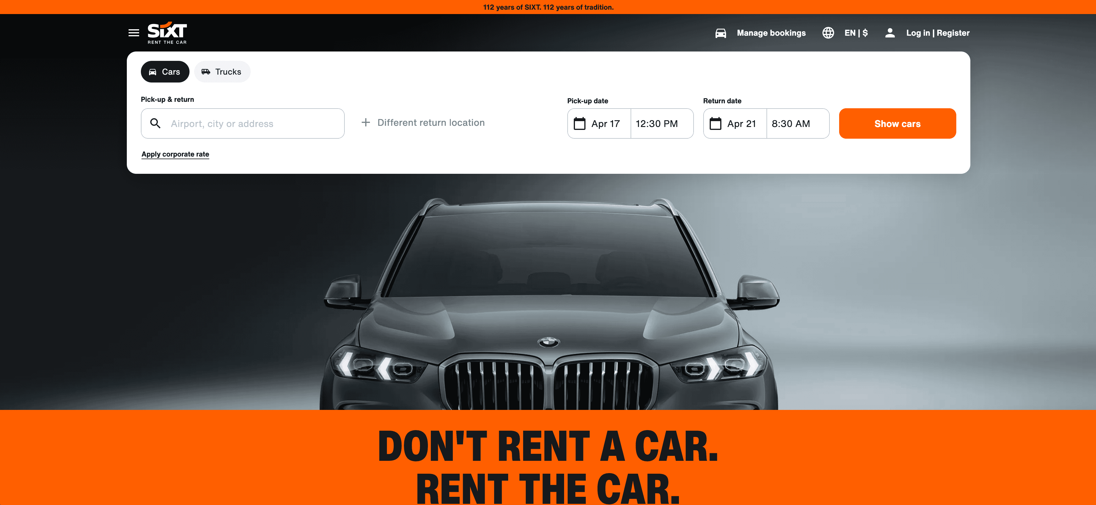 Capture d'écran SIXT