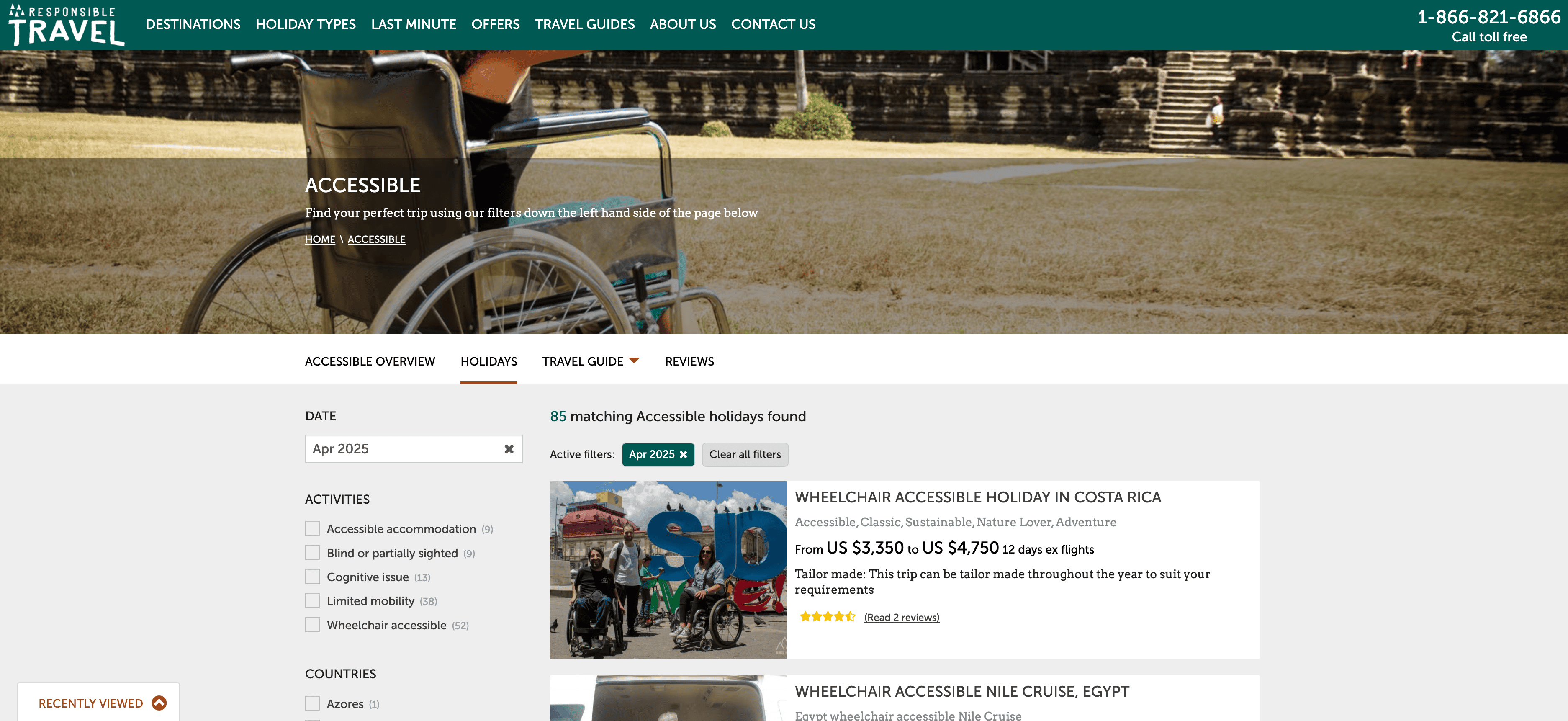 Responsible Travel Search Result Screenshot