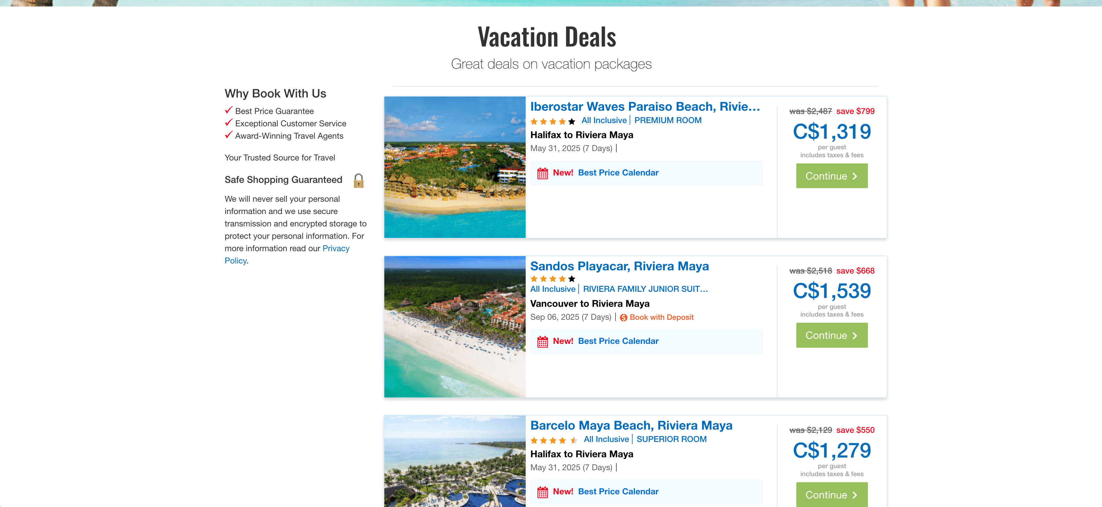 Sunquest Vacation Deals Screenshot