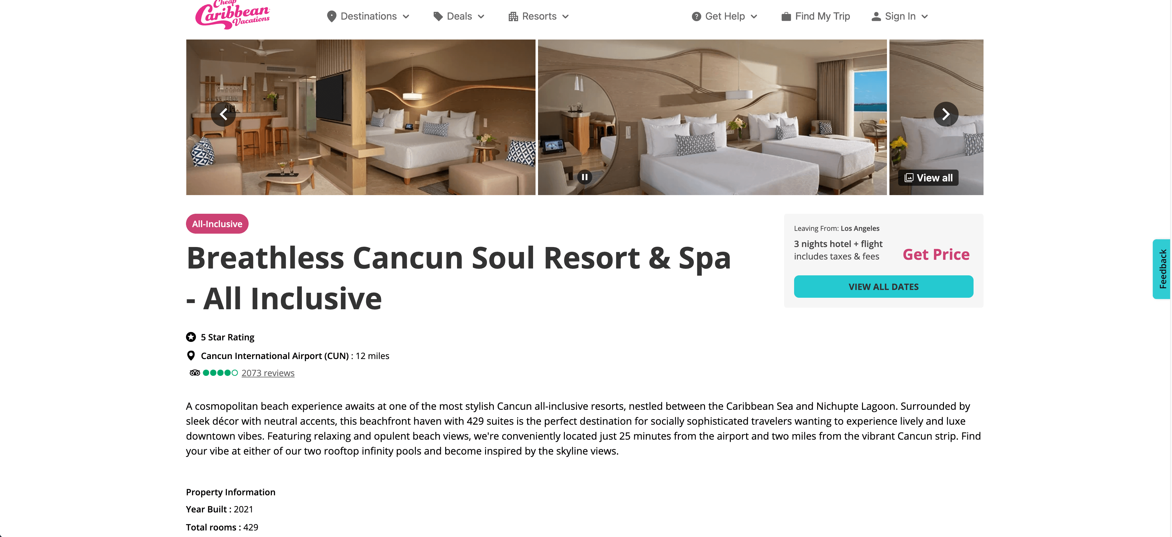 CheapCaribbean Hotel Details Screenshot