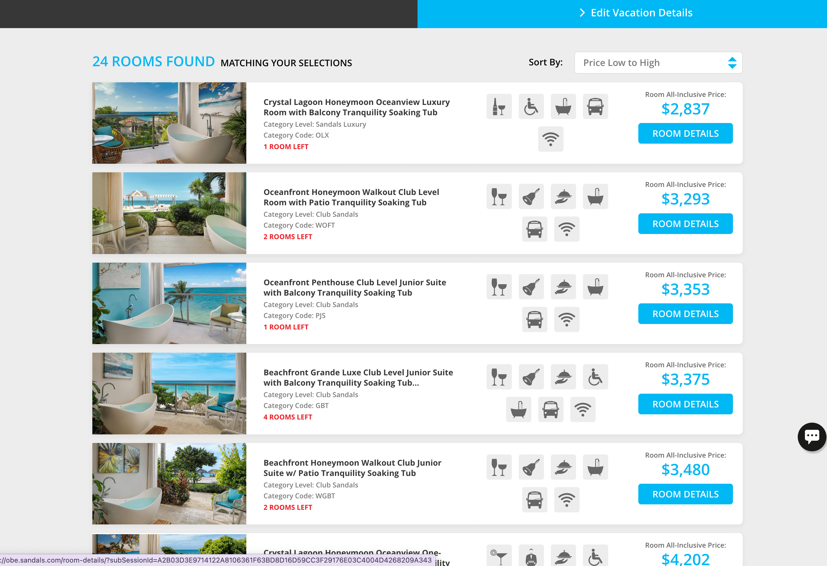 Sandals Resorts Hotel Listing Page