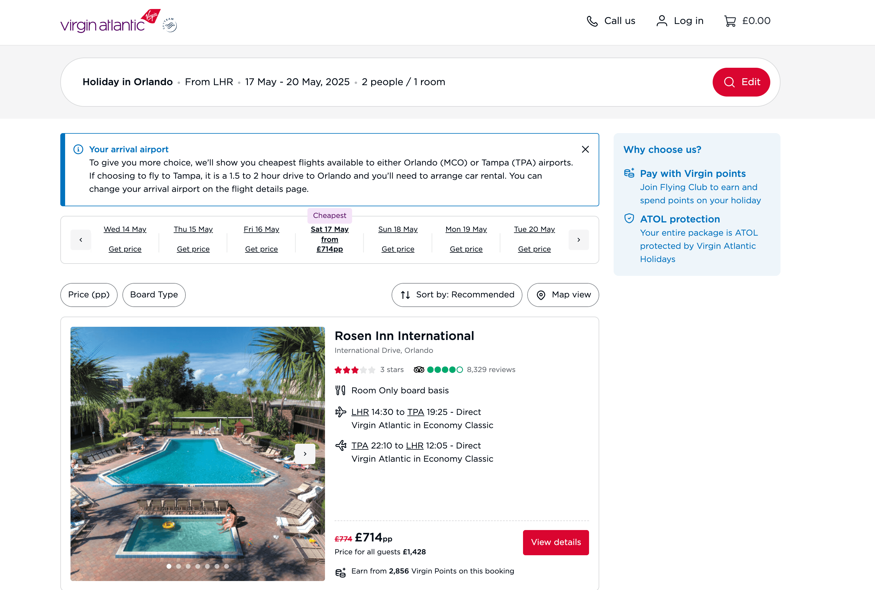 Hotel Search Results Screenshot