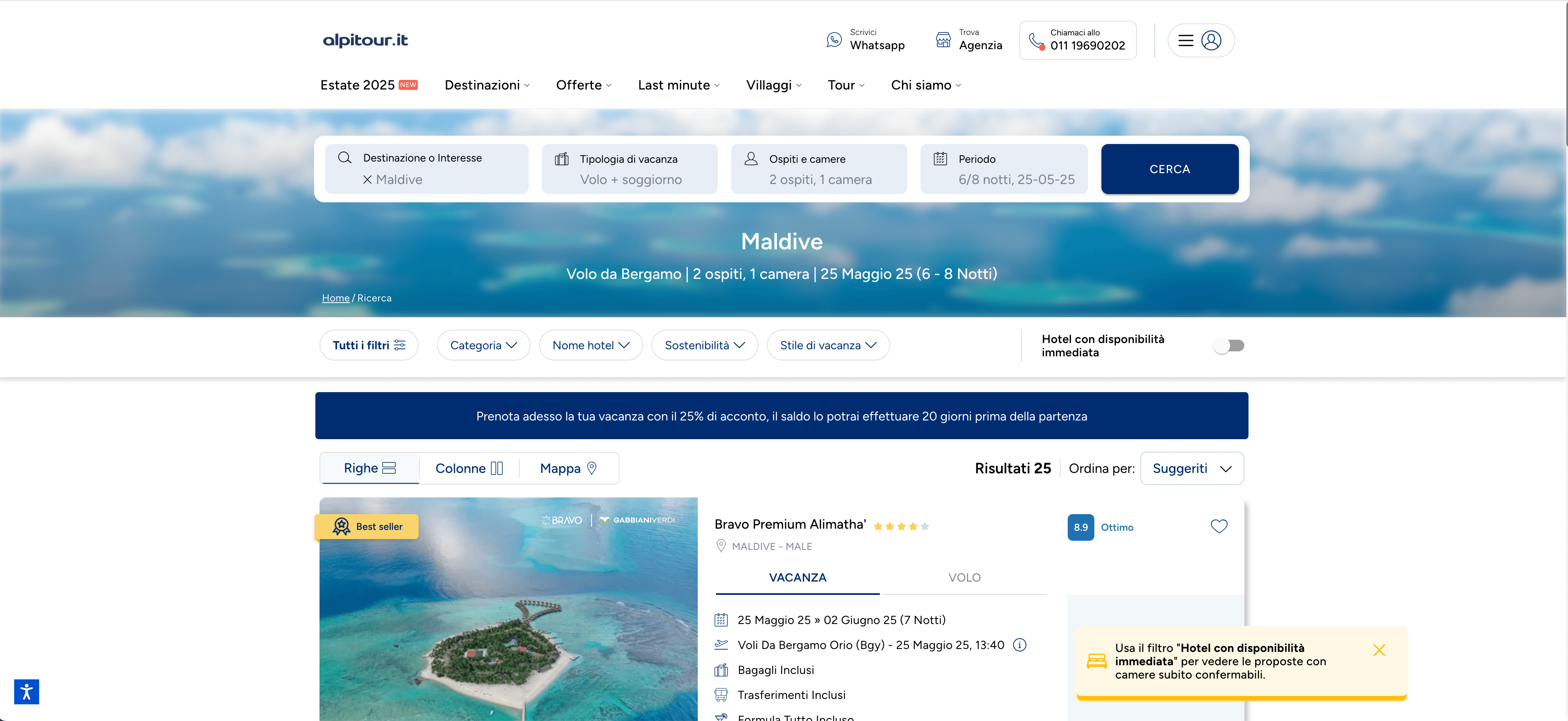Alpitour Flight Search Screenshot
