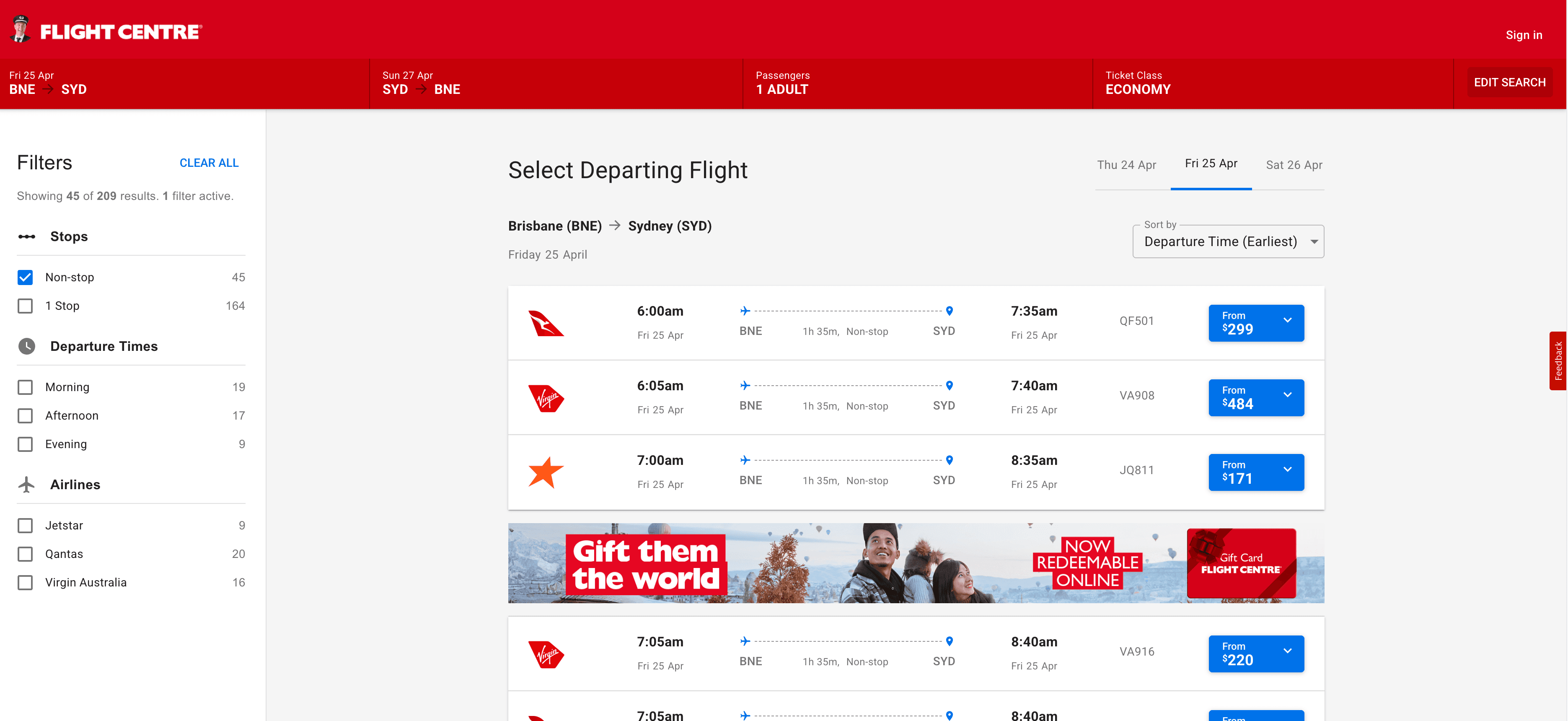 Flight Search Results