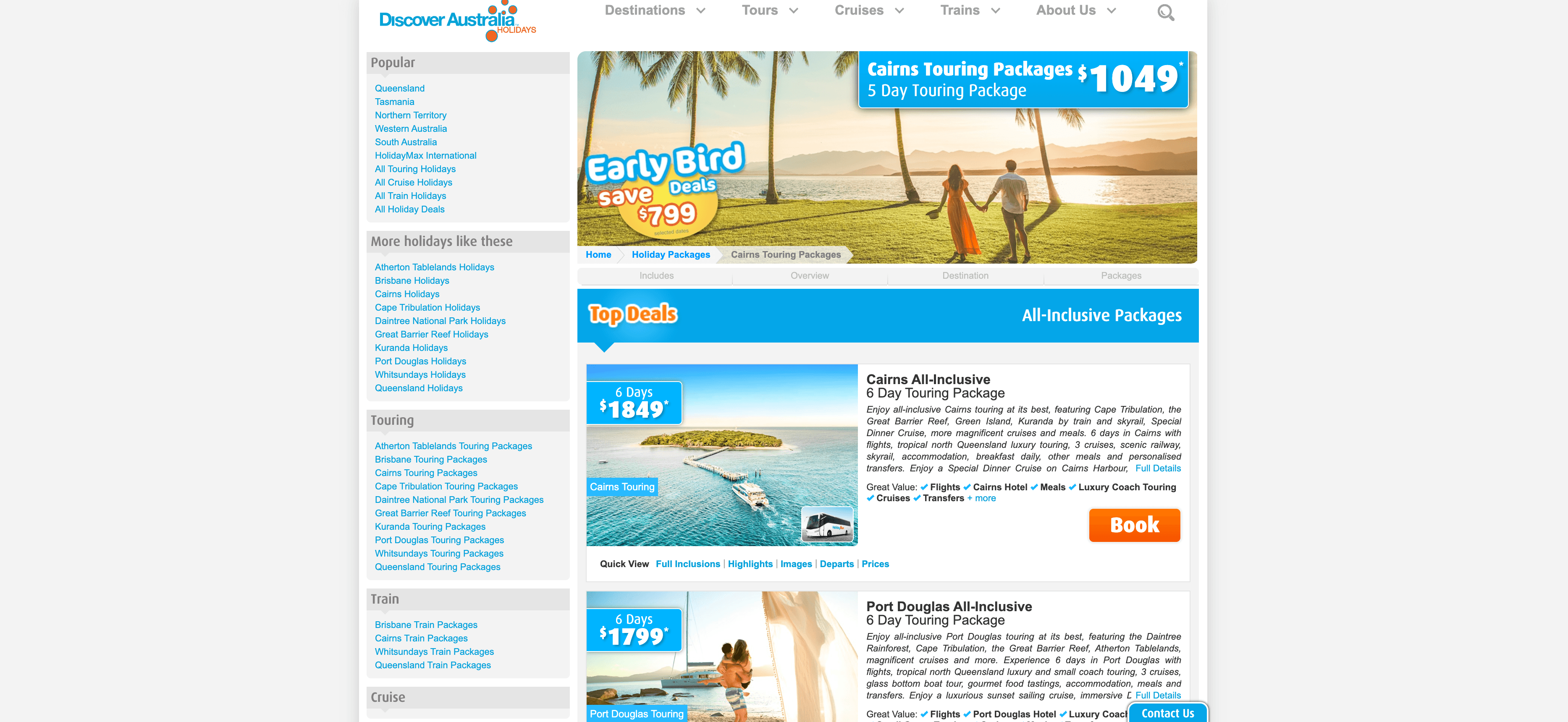 Touring Package Listing Screenshot