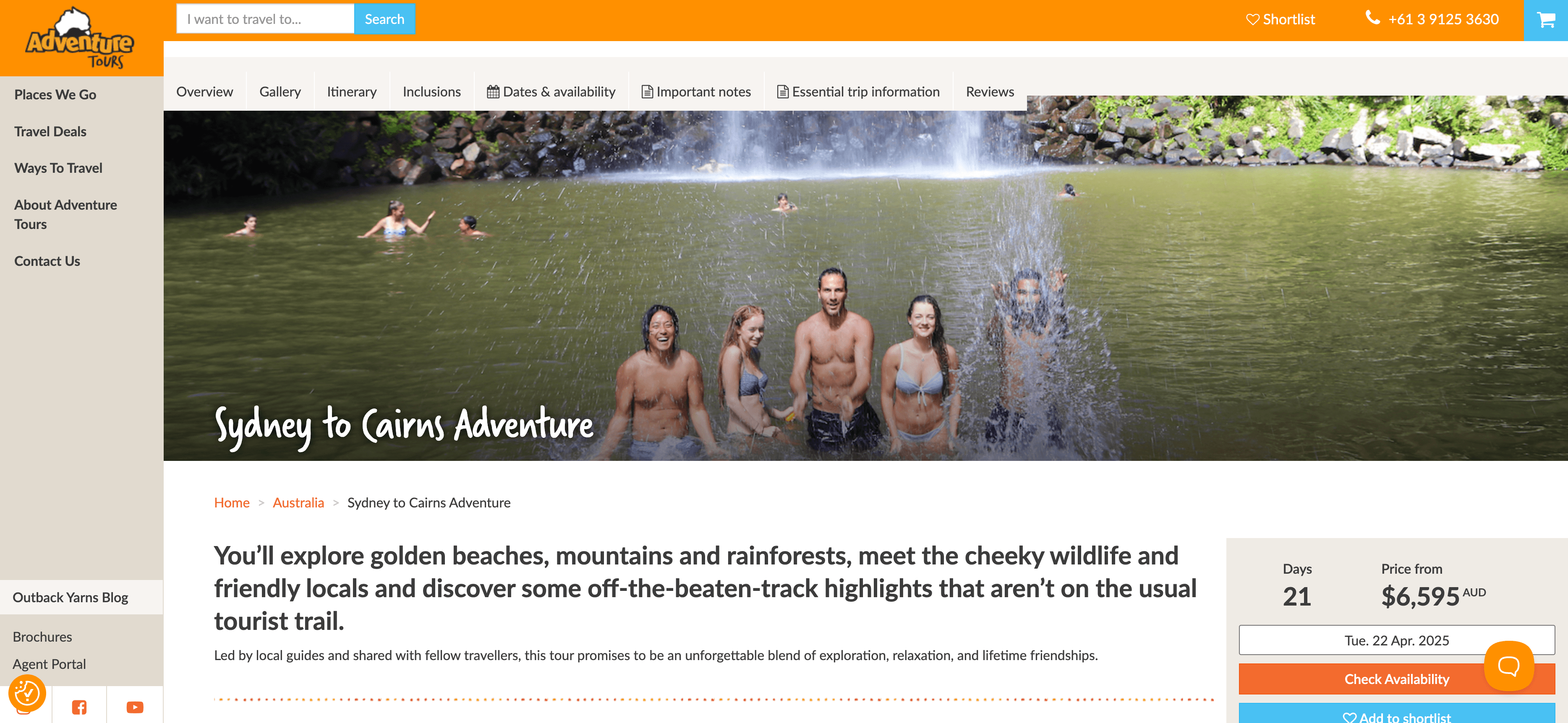 Adventure Tours Australia Tour Package Details