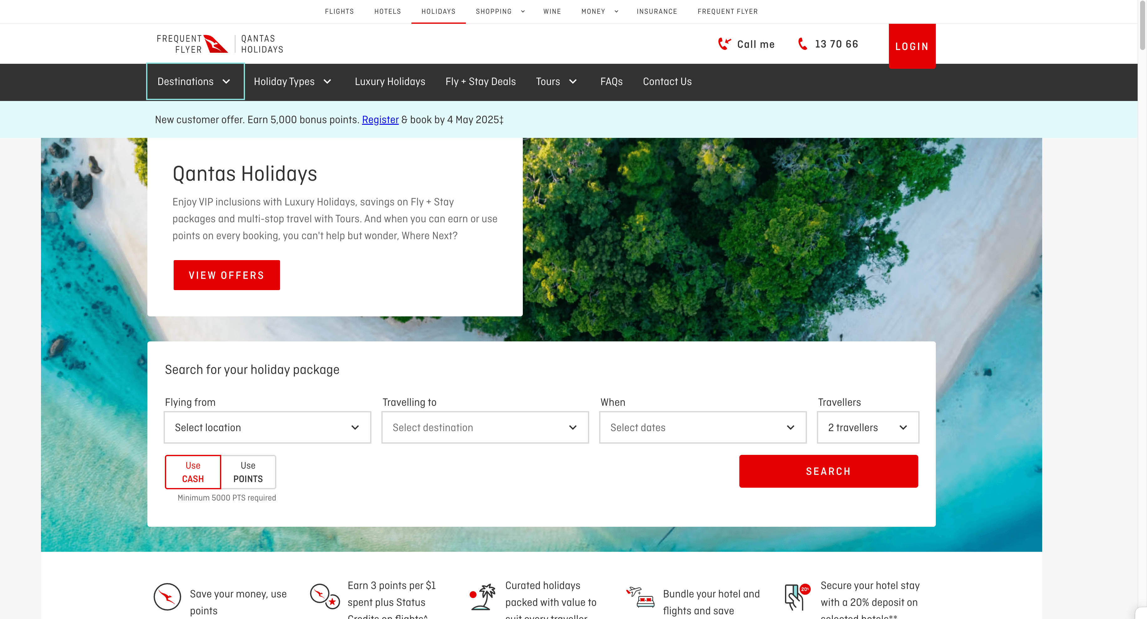 Qantas Holidays Homepage