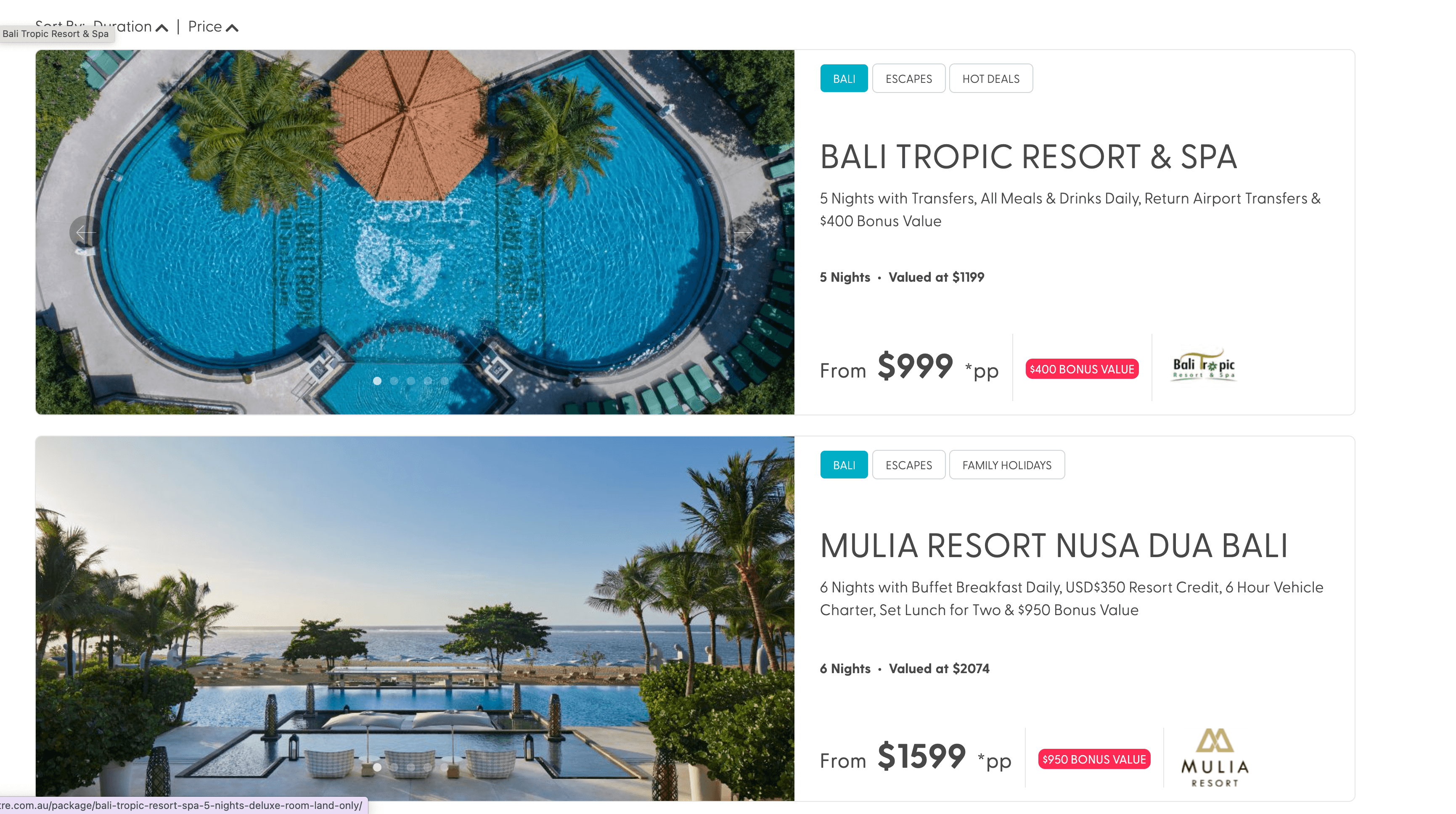 Deal Listing Page Screenshot