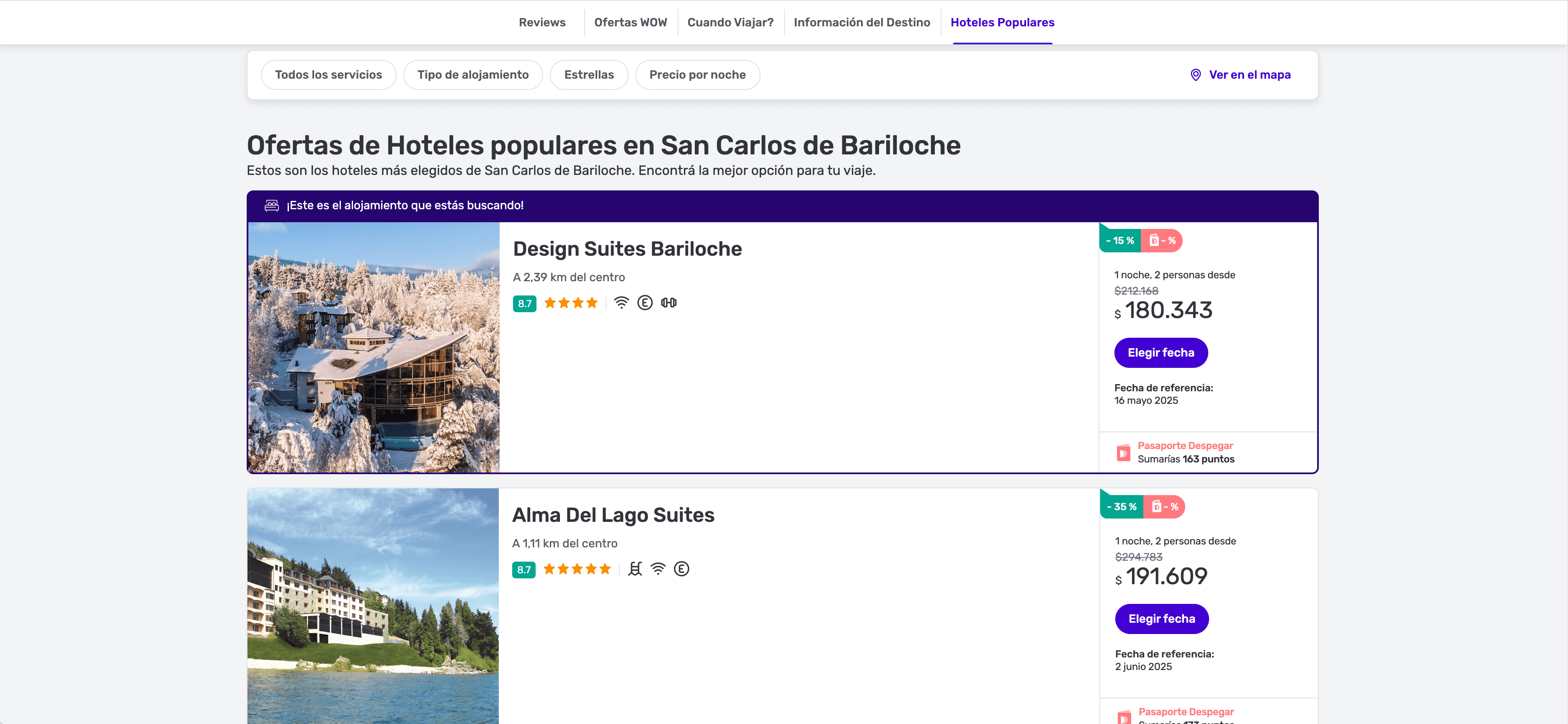 Despegar Hotel Search Results