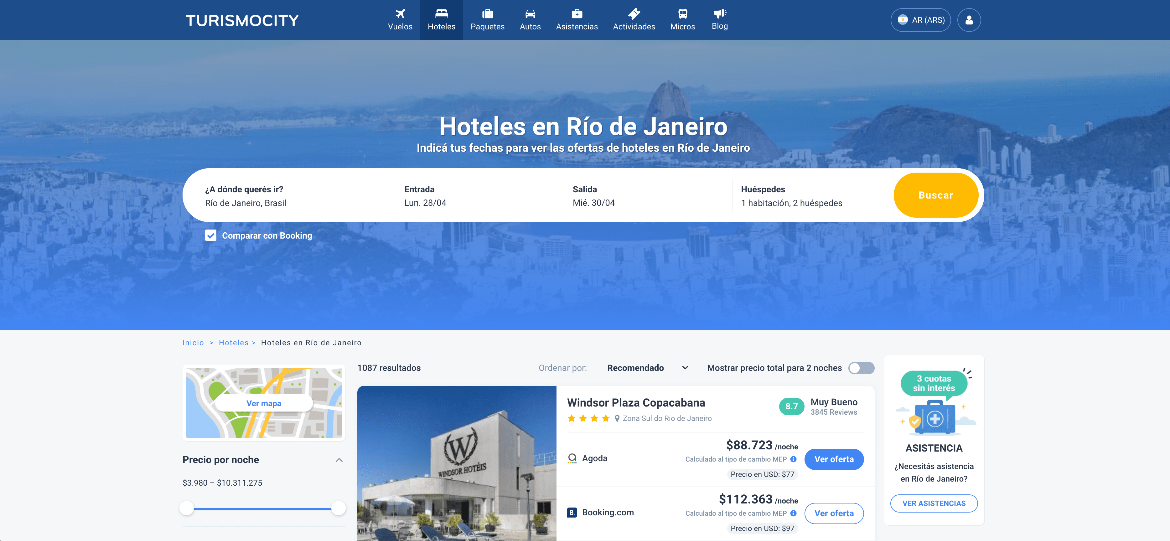 Hotel Search Result Screenshot