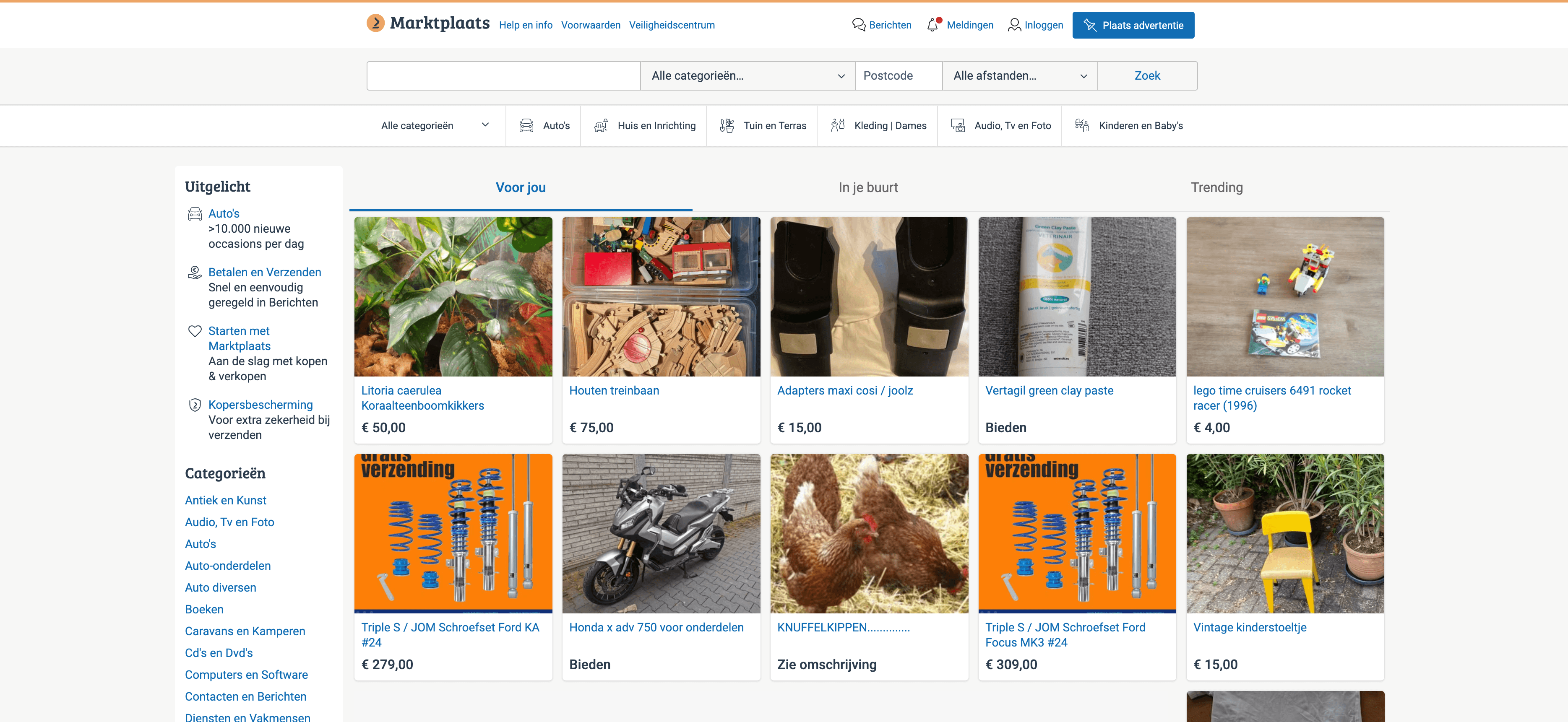 Marktplaats Homepage Screenshot