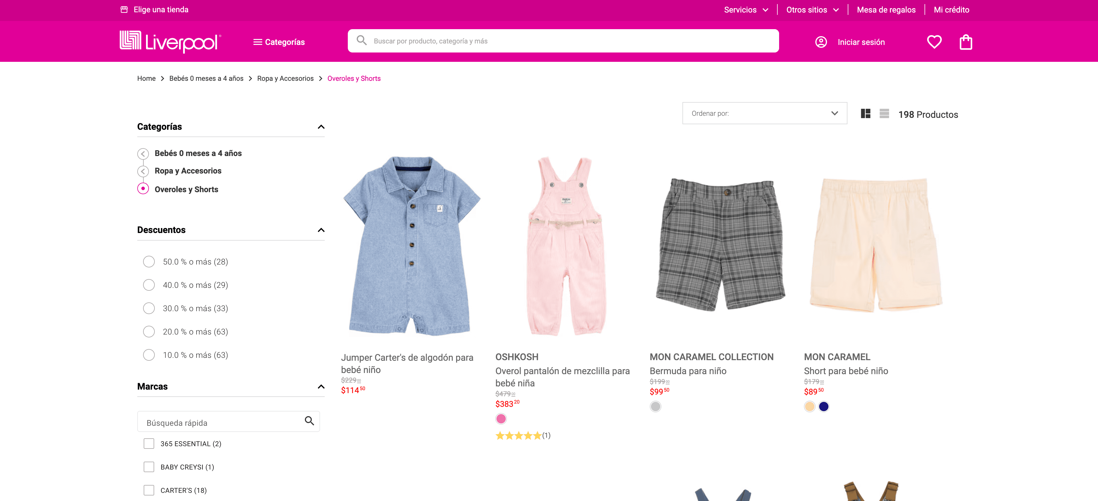Liverpool Product Listing Screenshot