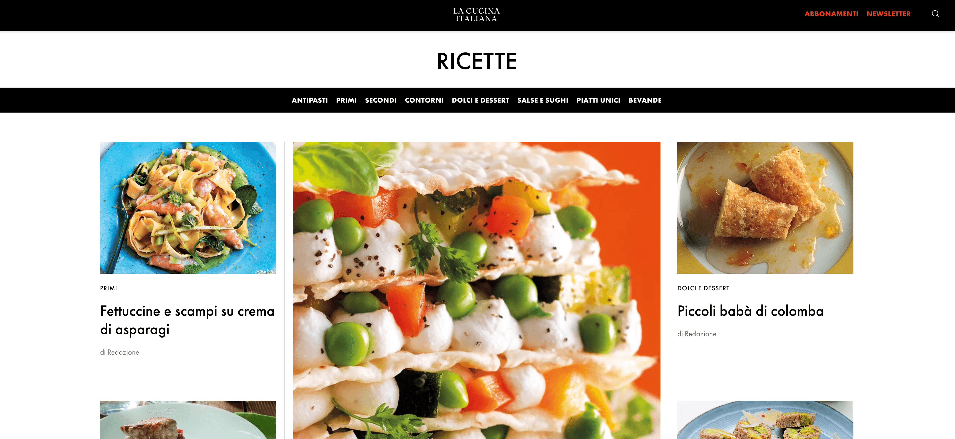 Recipe Listing Page Screenshot
