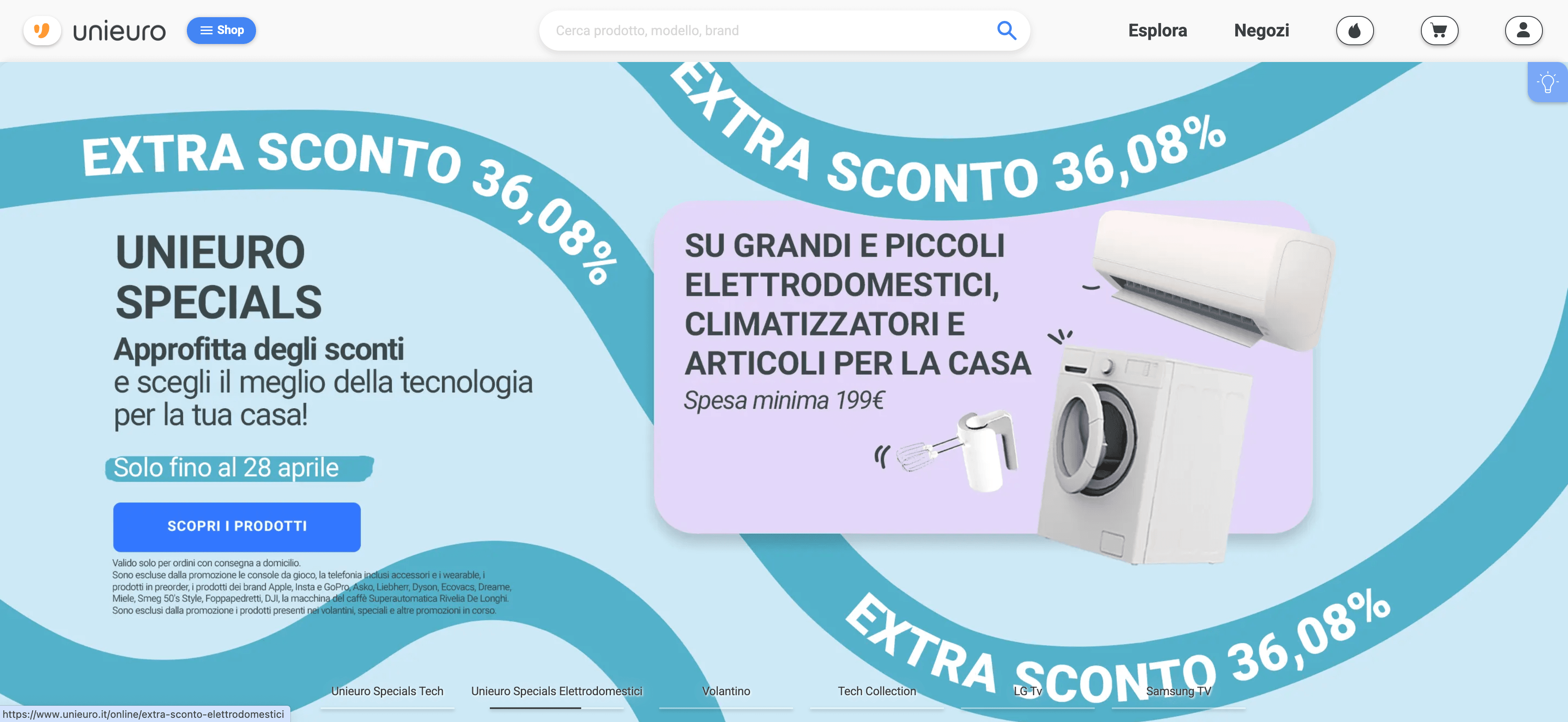 Unieuro Homepage Screenshot