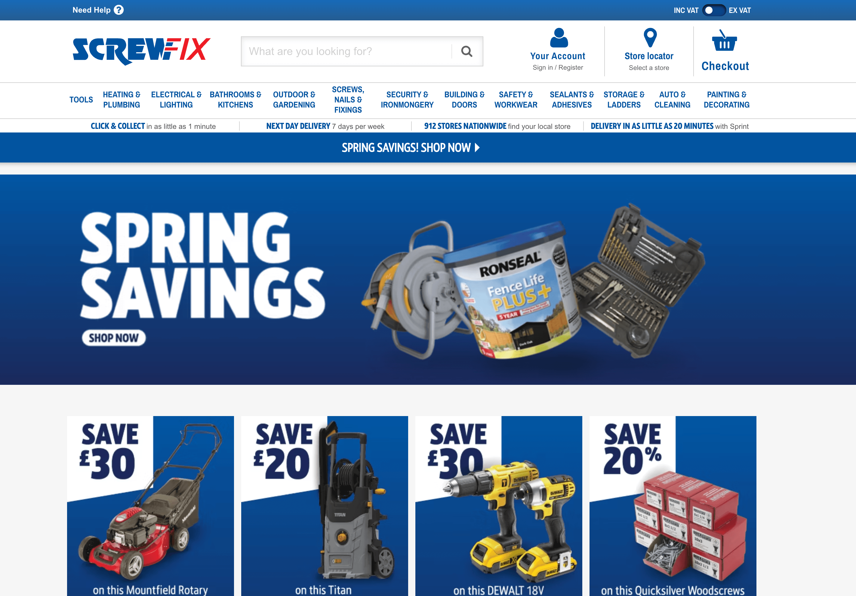 Screwfix Homepage Screenshot
