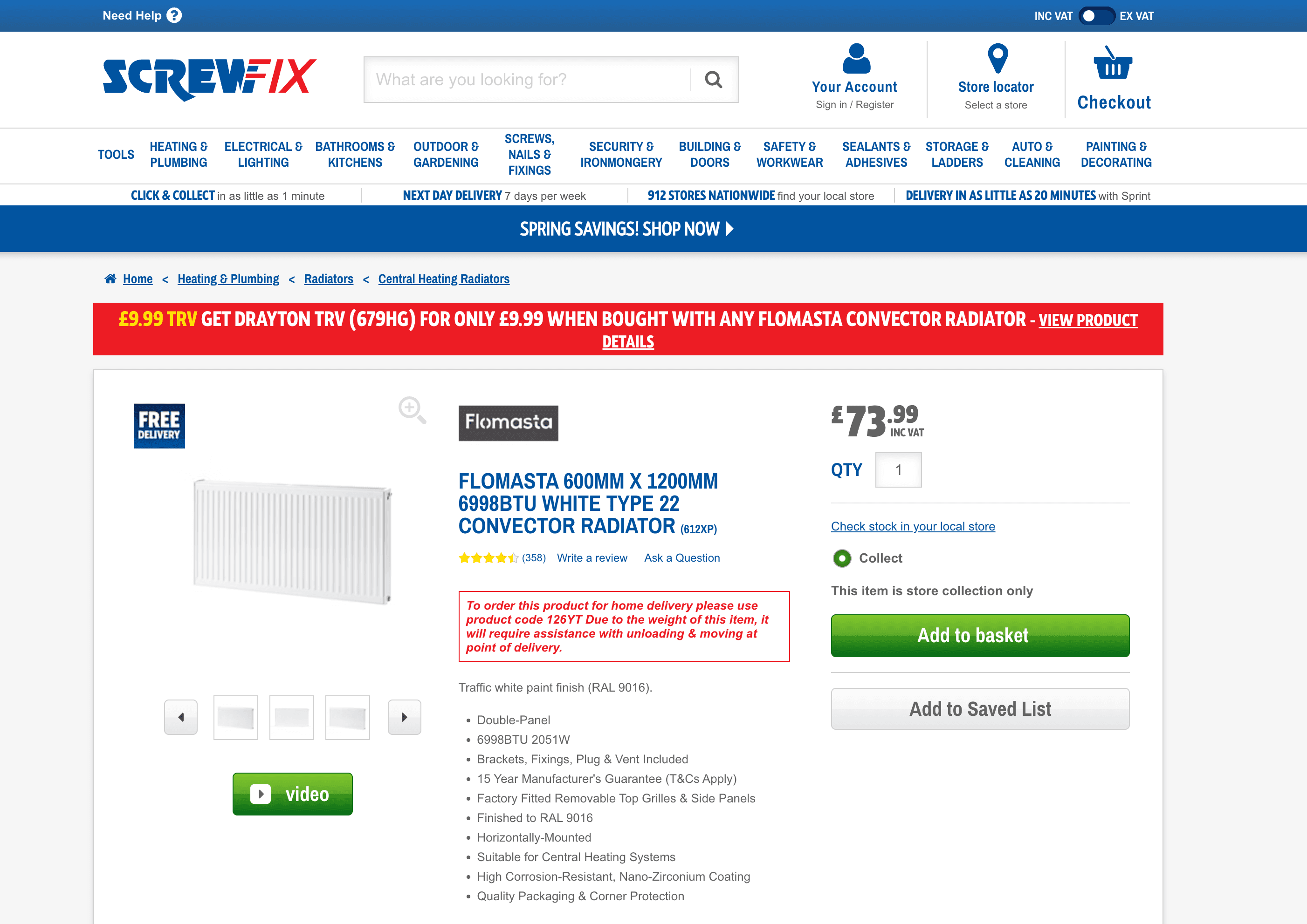 Screwfix Product Details Screenshot