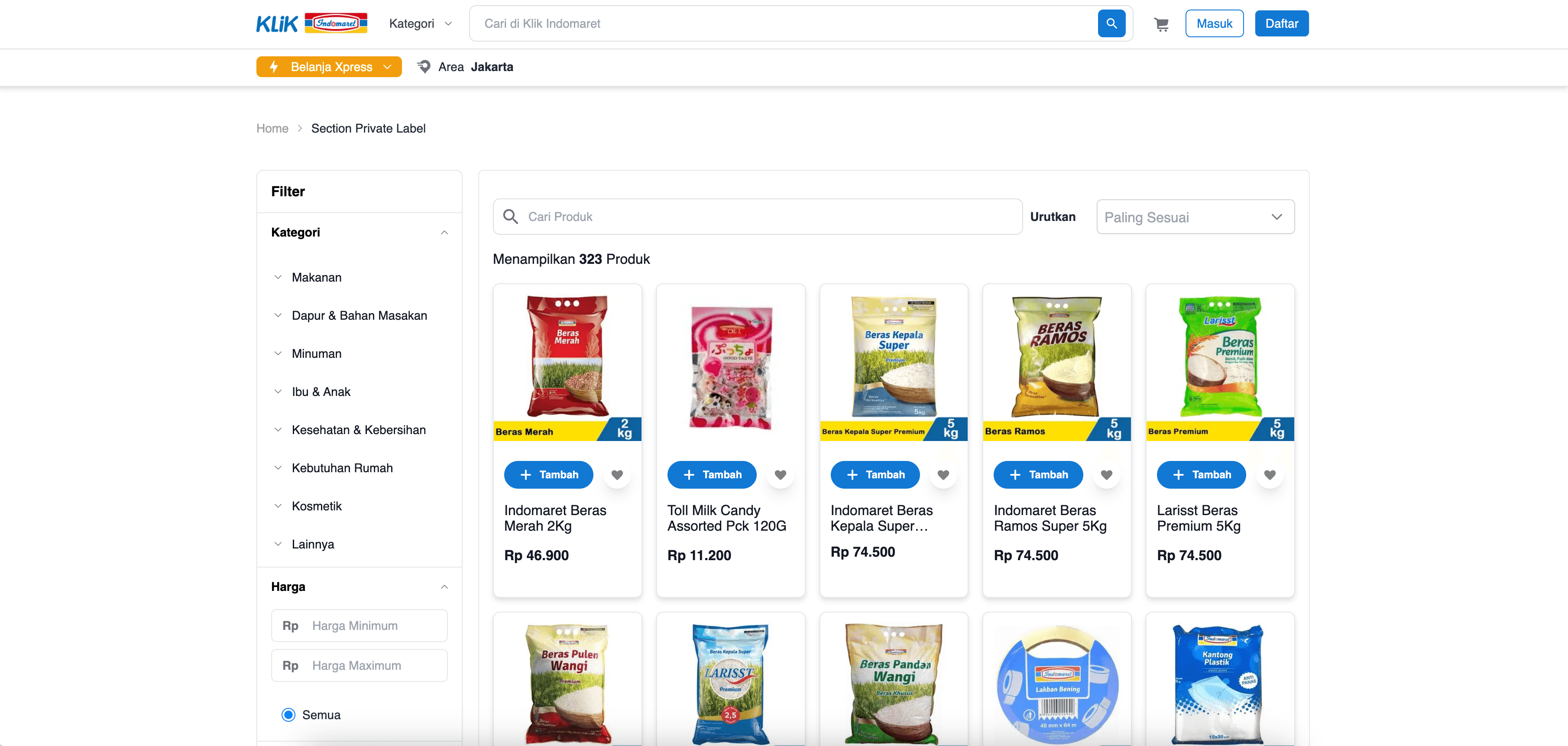 Klik Indomaret Product Listing Screenshot