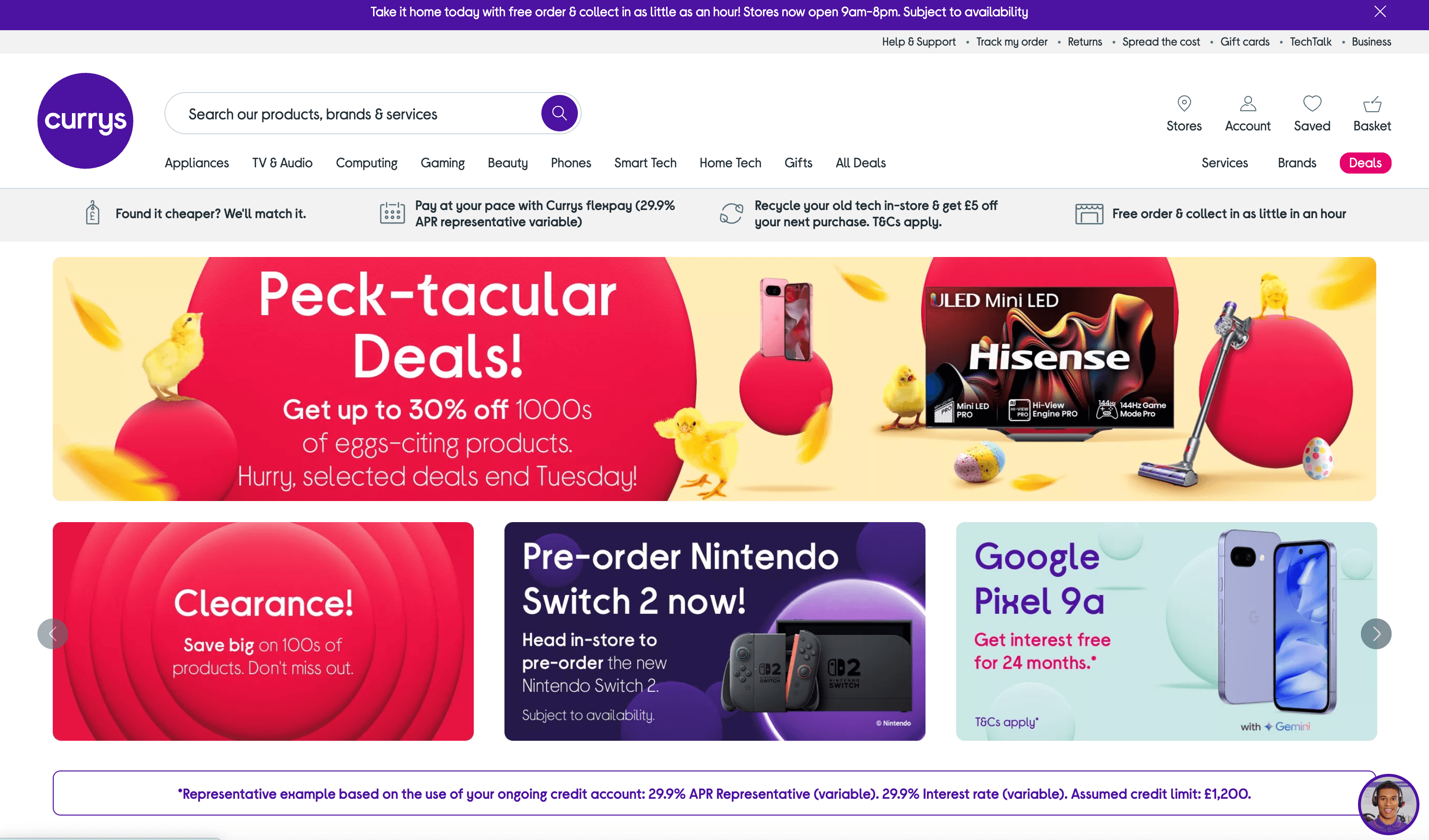 Currys Homepage Screenshot