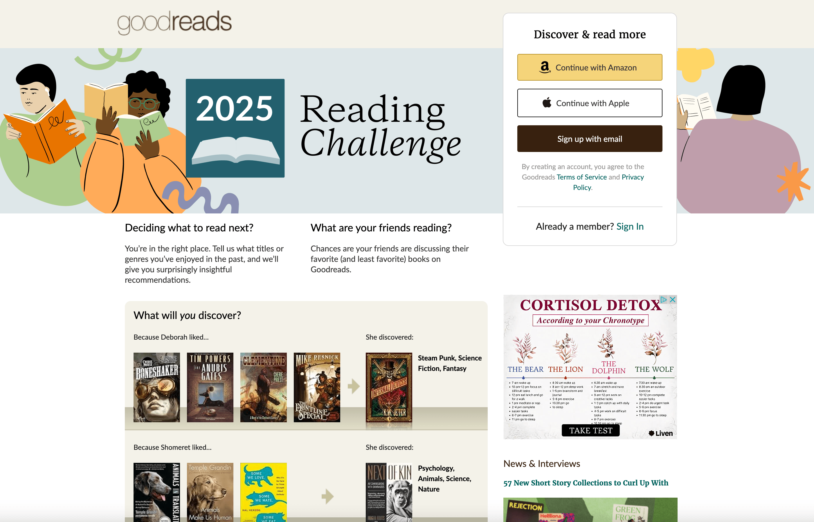 Goodreads Homepage Screenshot