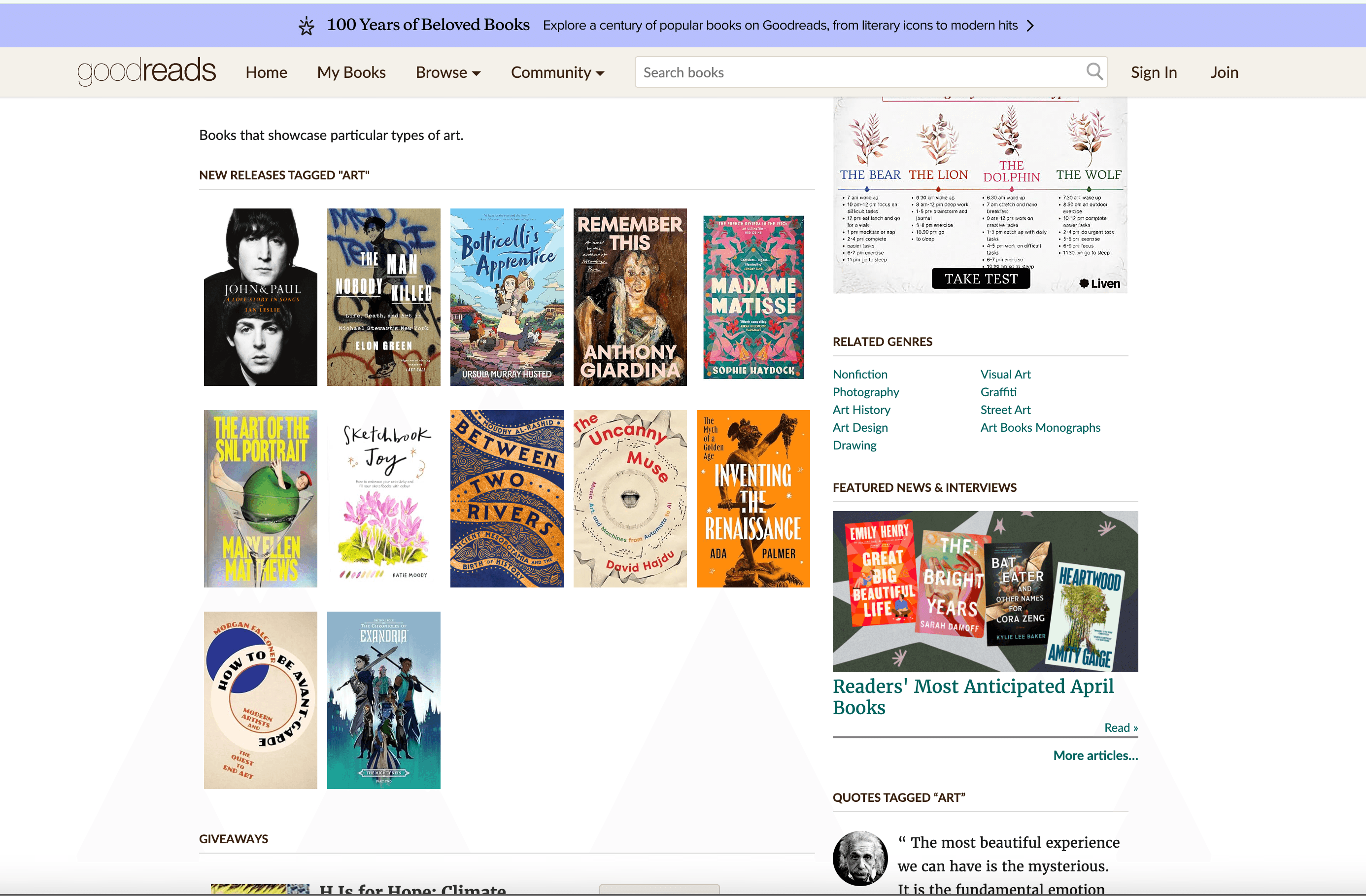 Goodreads Books Listing Screenshot